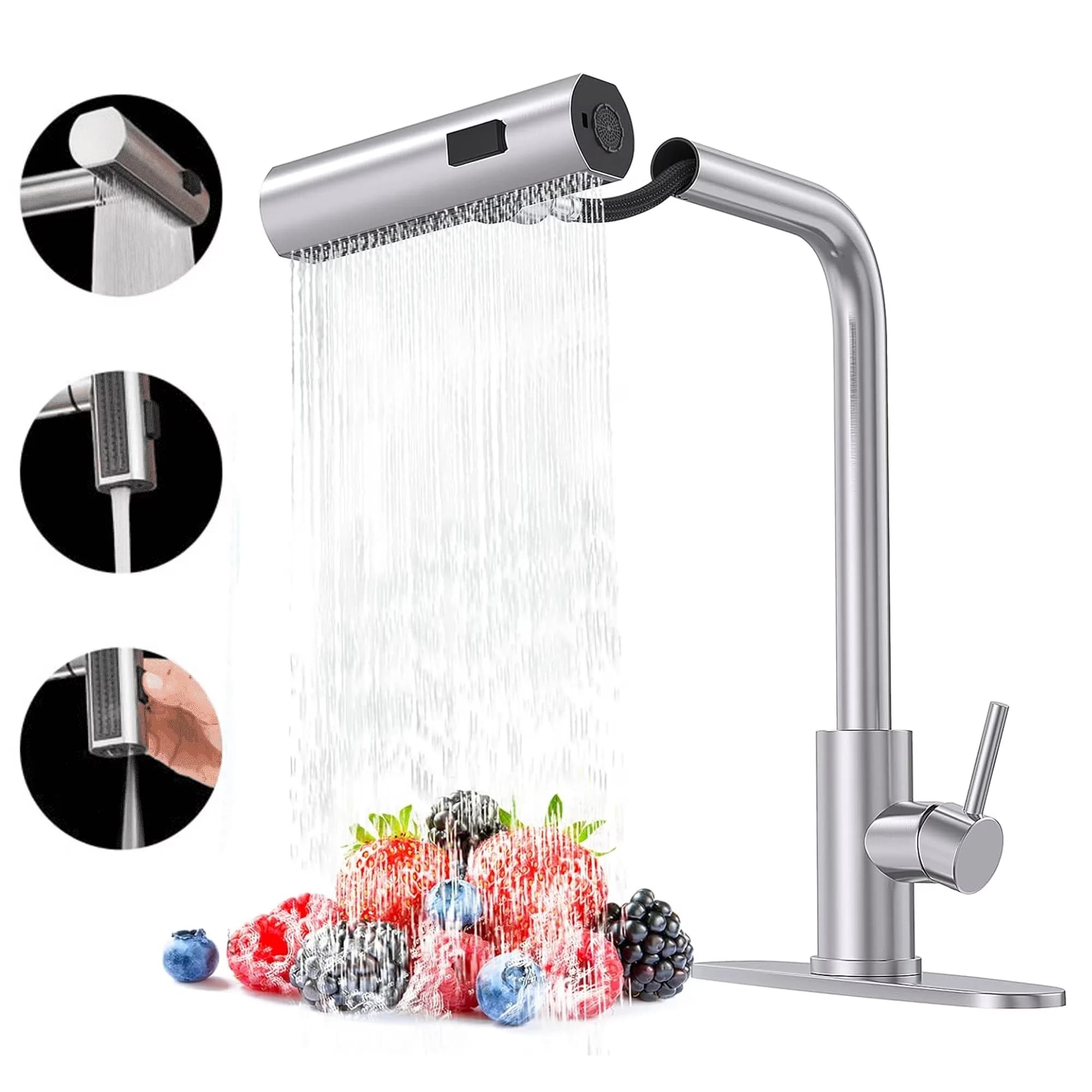 Kitchen Renovation Versatile with Adjustable, 360 Degree Rotation - Silver Stainless Steel Model BE8ECF