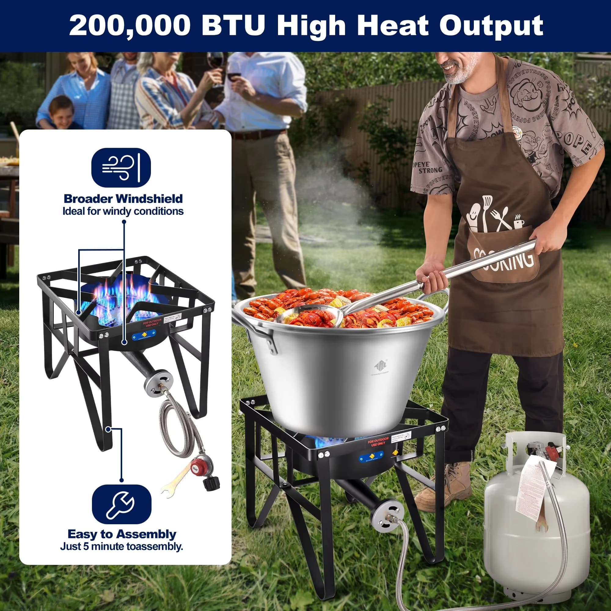 Versatile Outdoor Fryer with 200000 BTU, Great - Stainless Steel for Outdoor Model 6937FF