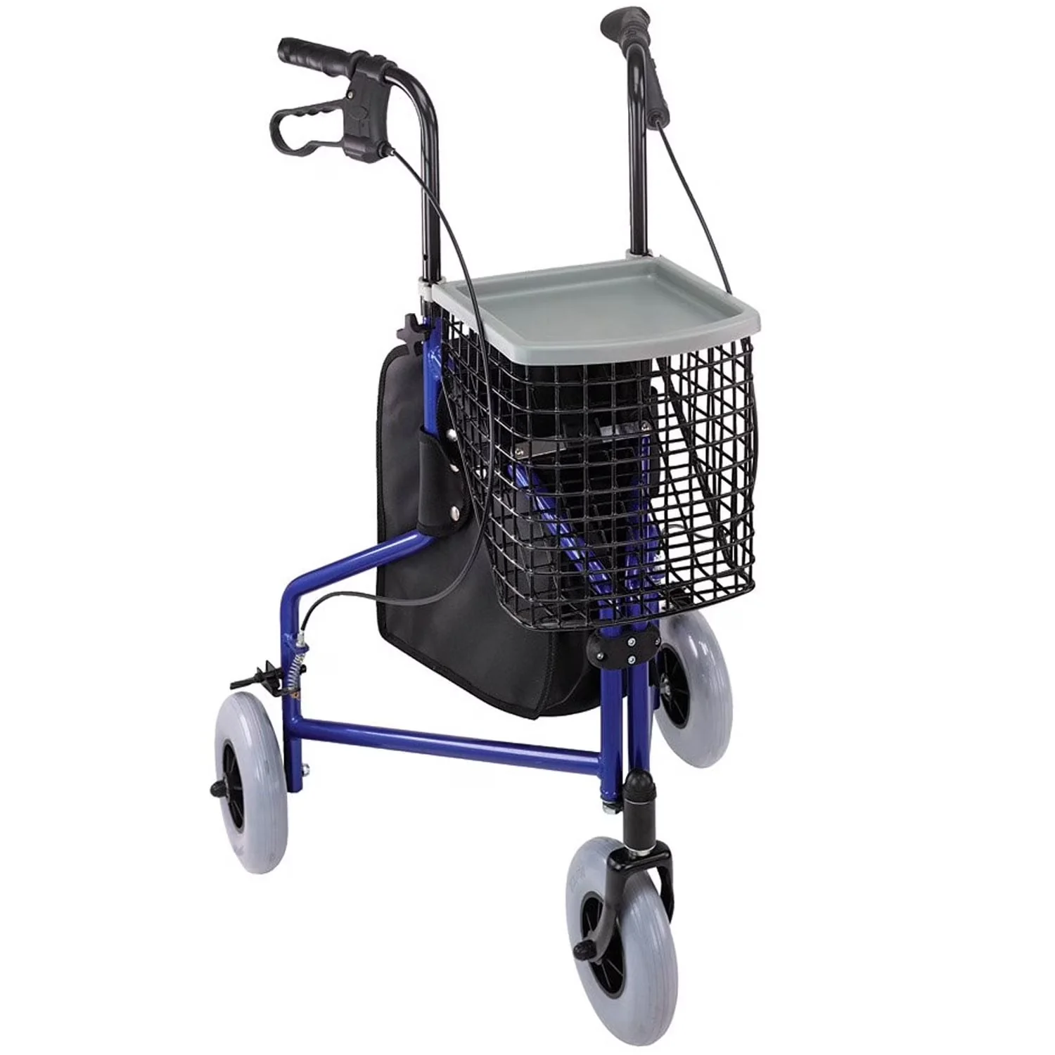 Stylish Scooter with Foldable, Swivels, Folding Rollator Walker - Blue Aluminum Model 6AD1C7