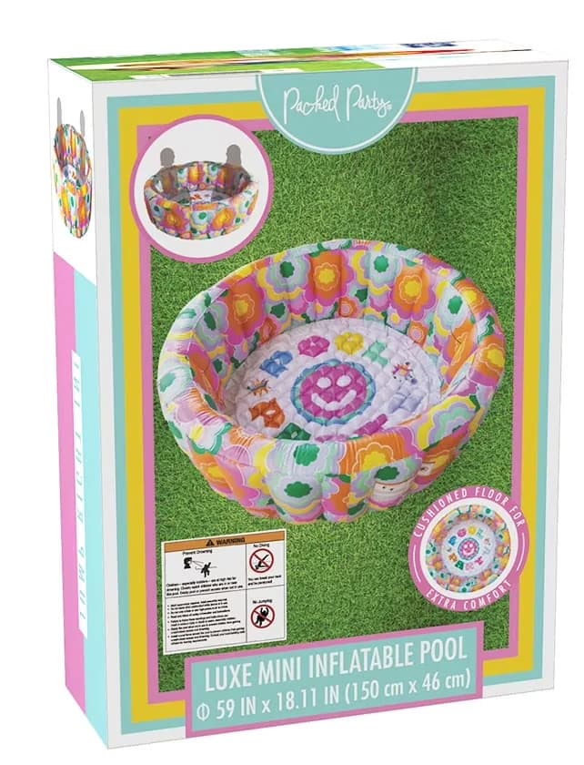 Versatile Inflatable Pool with Flower 59” Round Soft-Sided Swimming - Rustic Charm Model 48FC08