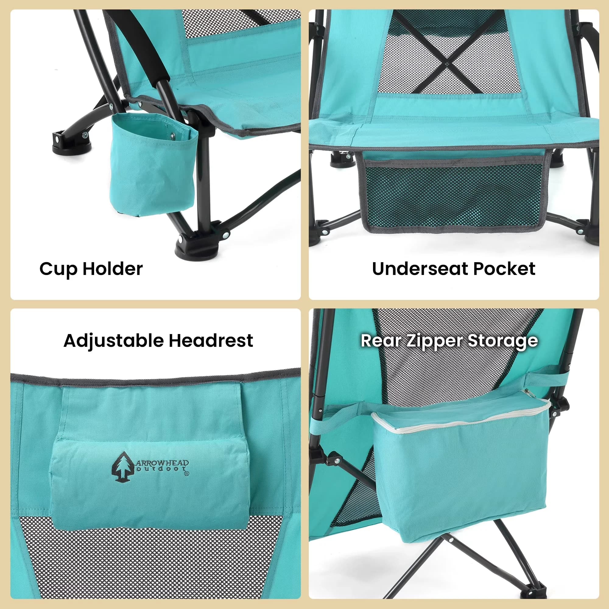 Versatile Beach Chair with Folding, Carry Bag, Foam Armrest - Canvas Fabric Blue Model 4F3A6B