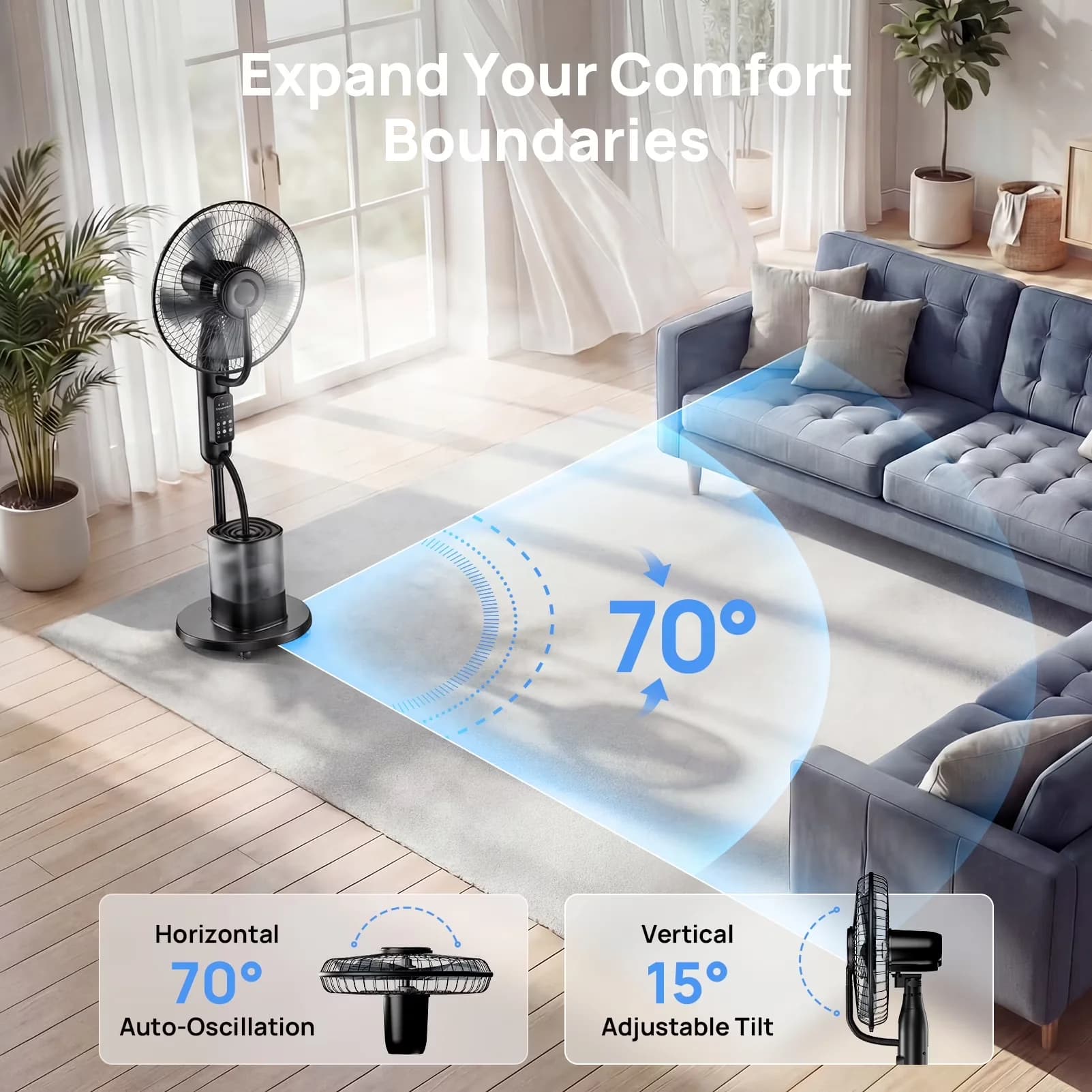 Humidifier Efficient with Oscillating, Timer - Black for Home, Bedroom Model 298A62