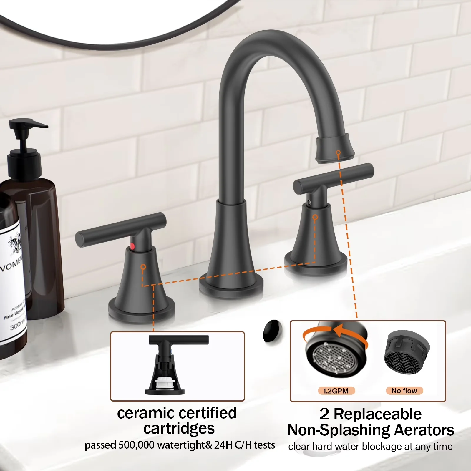 Plumbing Essential with Easy To Install, Water Saver - Sus304 Stainless Steel Black Model D3BA26