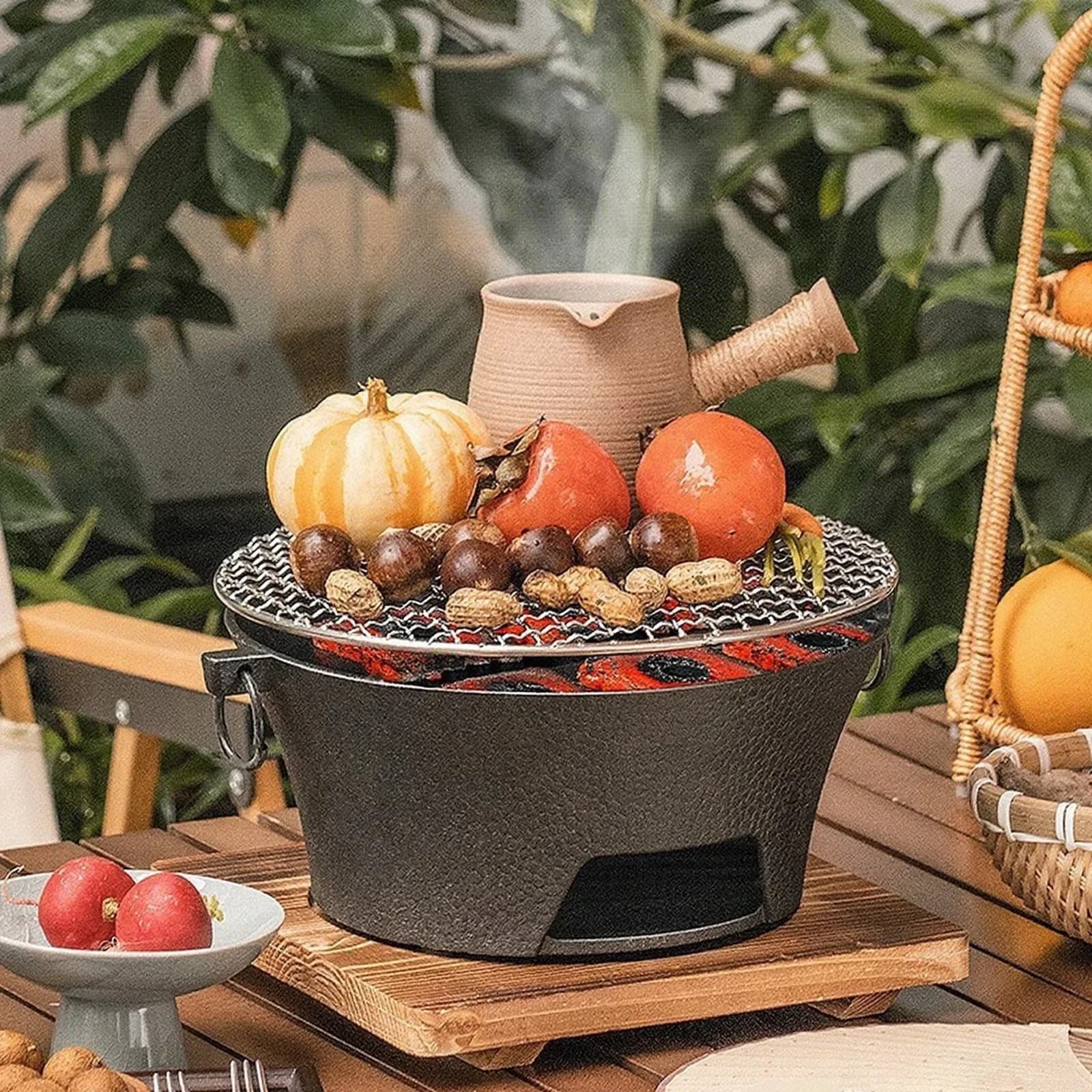 Durable Flat Top Grill with Portable, cast iron charcoal - Black Iron, Alloy for Indoor, Outdoor Model BCFAE0