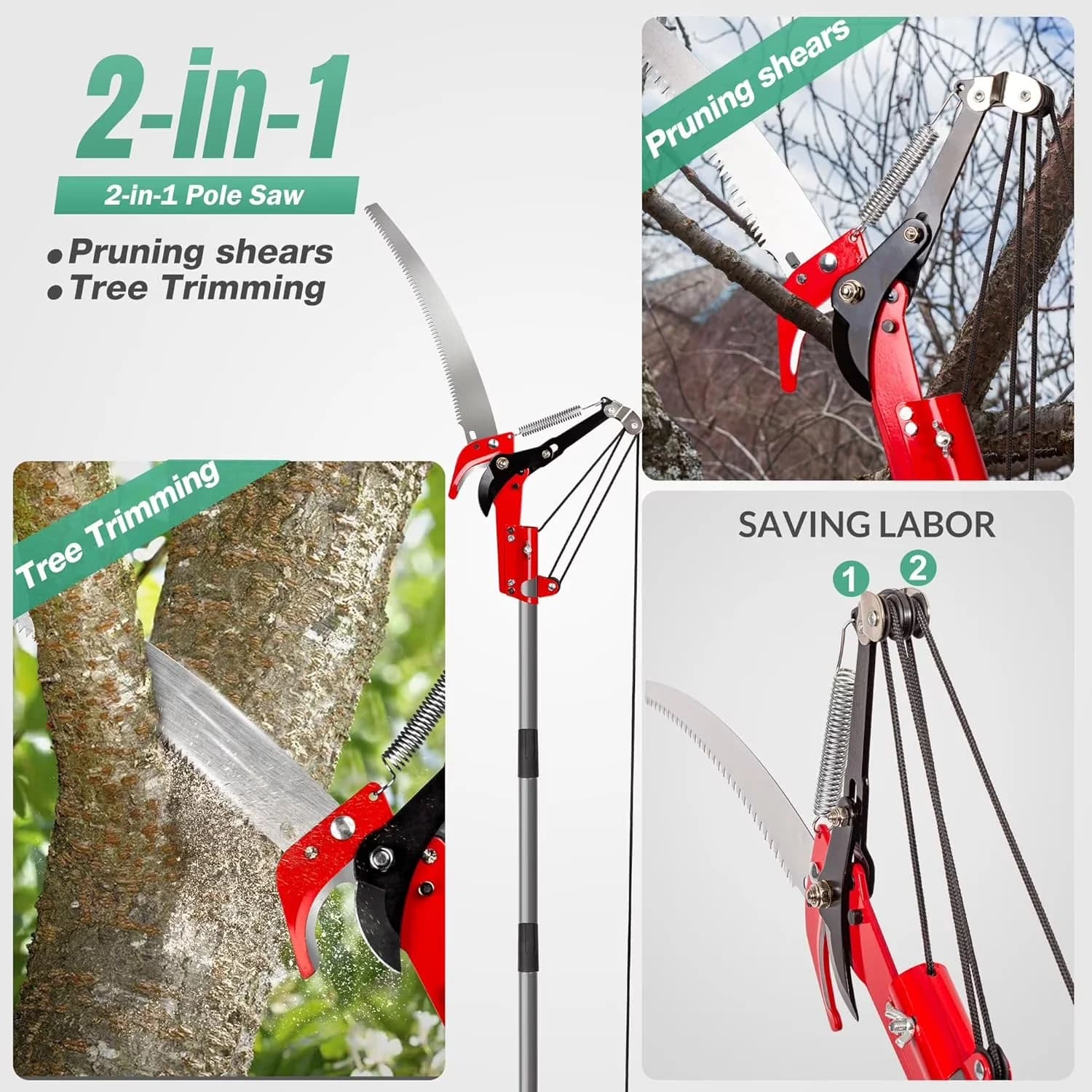Quality Pole Saw with Telescoping, Durable Tree Pruner, 10ft Telescopic for Garden - Model F0265F