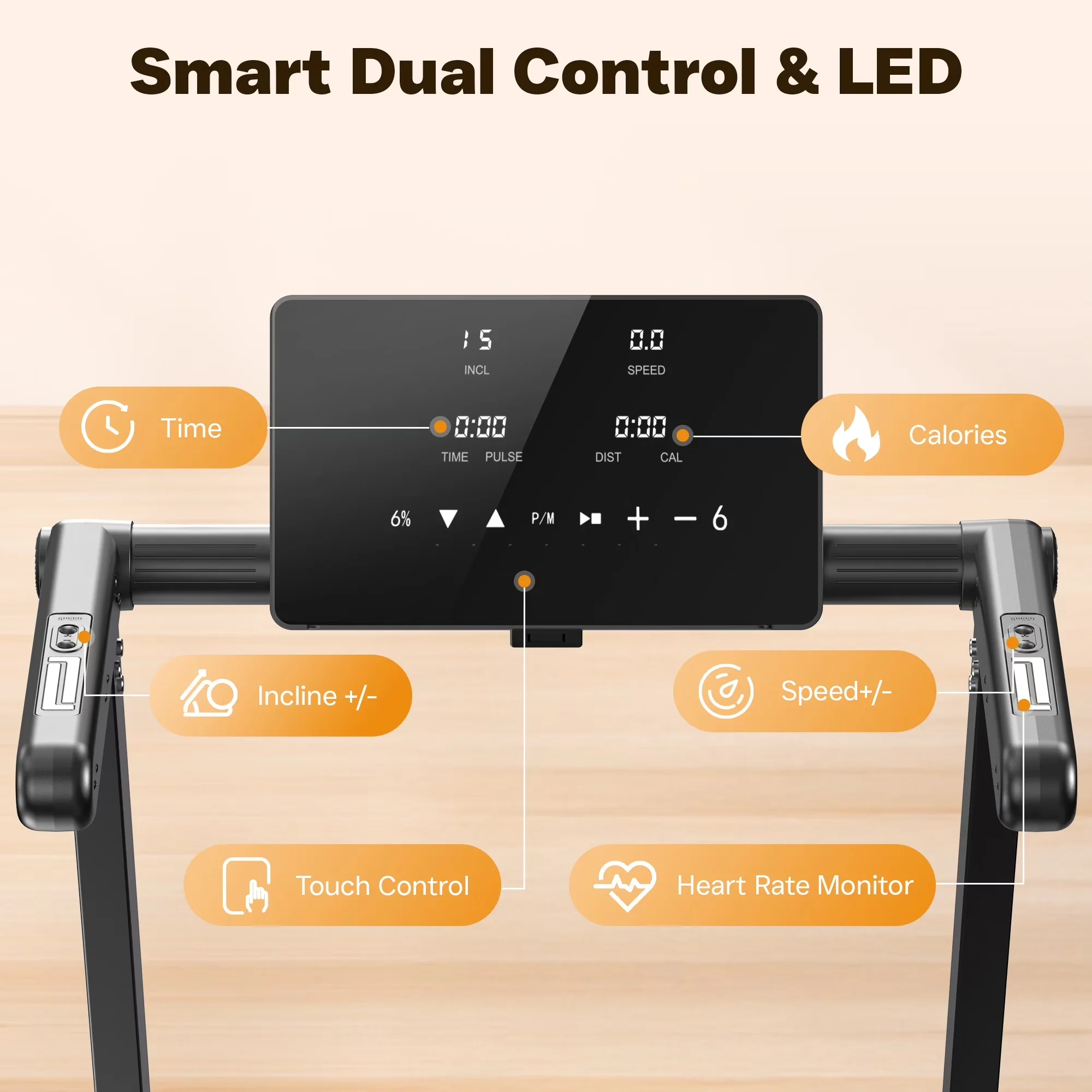 Versatile Home Gym with LED, Heart Rate Monitor - Orange Steel for Home Model CCC84A