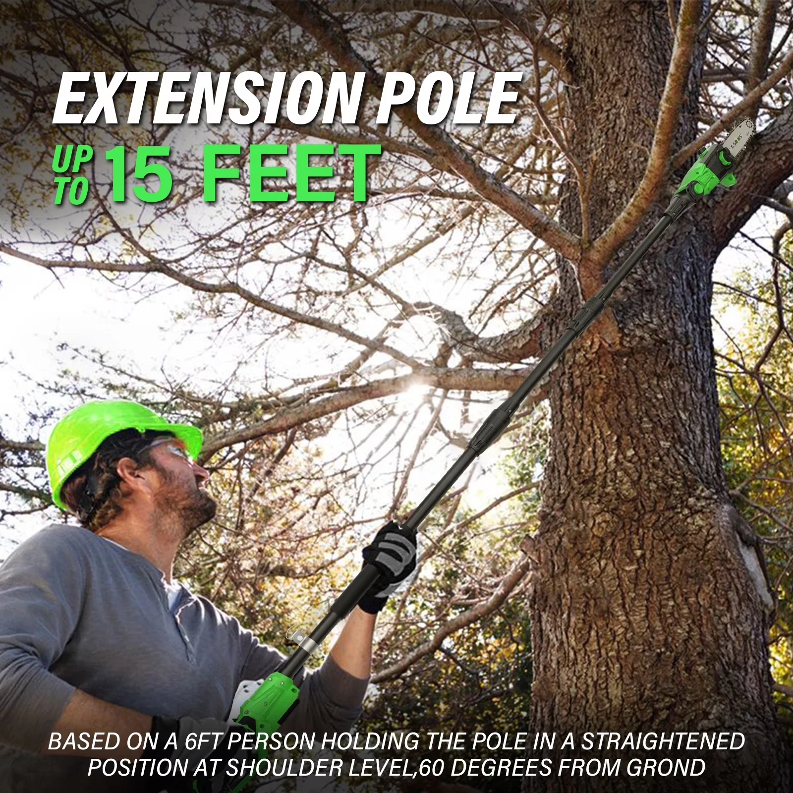 Sleek Pole Saw with Battery, Automatic Chain Oiler, 8-Inch Cordless - 15 Model DE6A4E