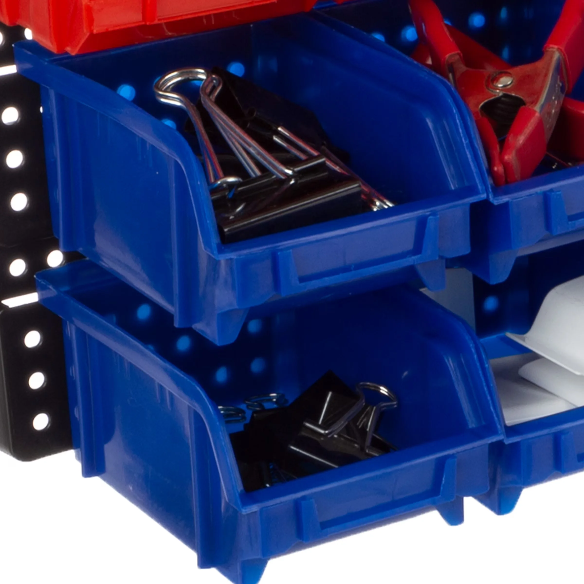 Durable Toolstorage with Storage, 30-Compartment Garage Organization - Plastic Black Model A39C0C