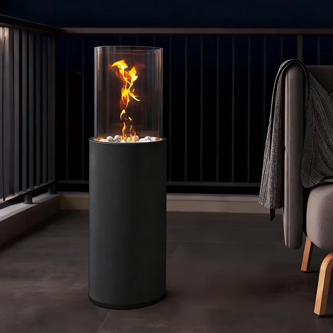 Outdoor Heating Reliable with Portable, Large Standing Fire Pit - Metal,Glass Black Model 3CA43B