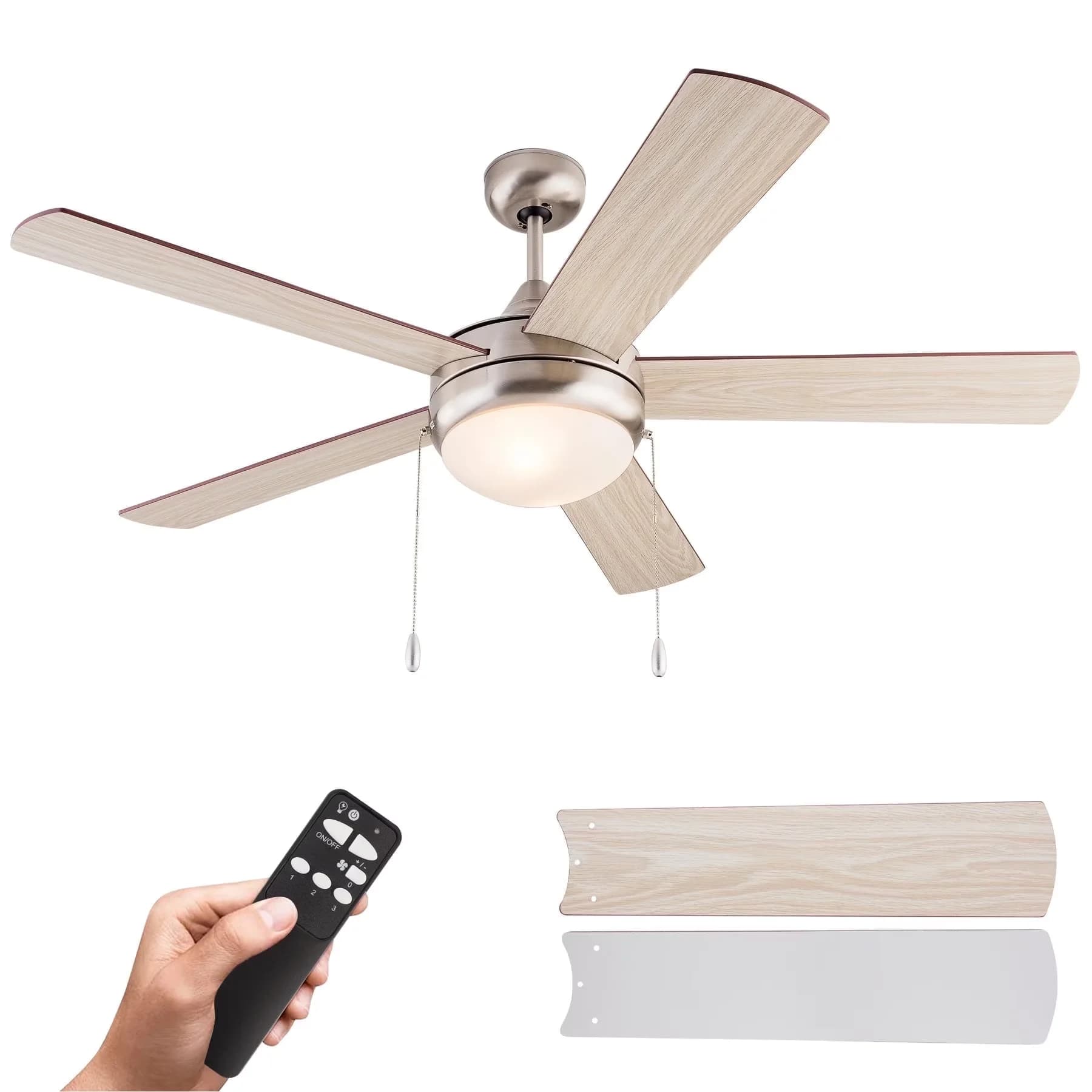 Efficient Ceiling Fan with LED, Remote Controlled, Reversible Blades - Plywood Multicolor Model 2D4EEB