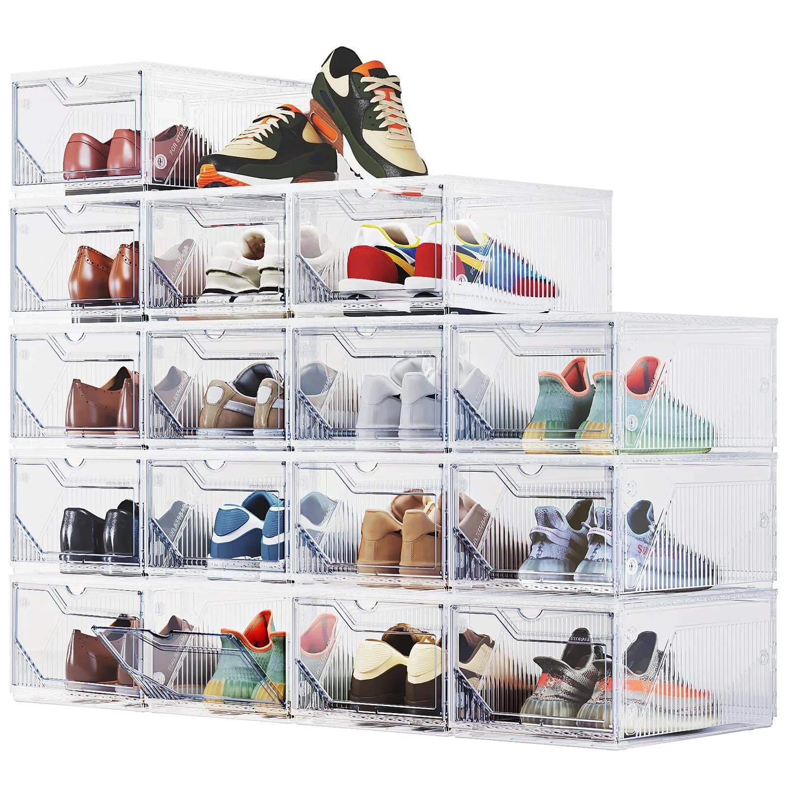 Quality Garage Storage Supply with Stackable, XX-Large Shoe Sneaker Boxes - Plastic+Pet, Plastic Clear Model 5E184F