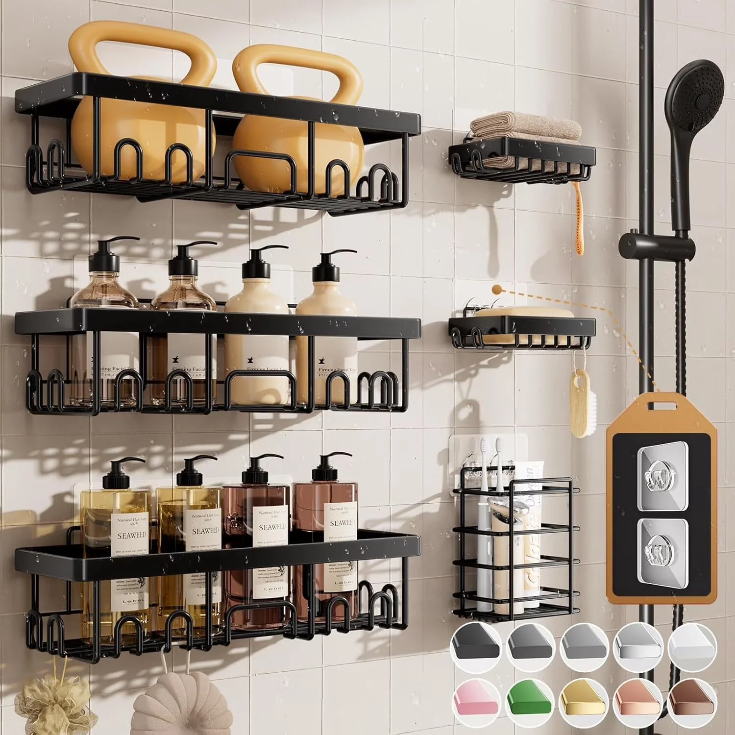 Bathroom Renovation Compact with Divided, Hanging - Rust-Resistant Steel Black Model 16B9FA