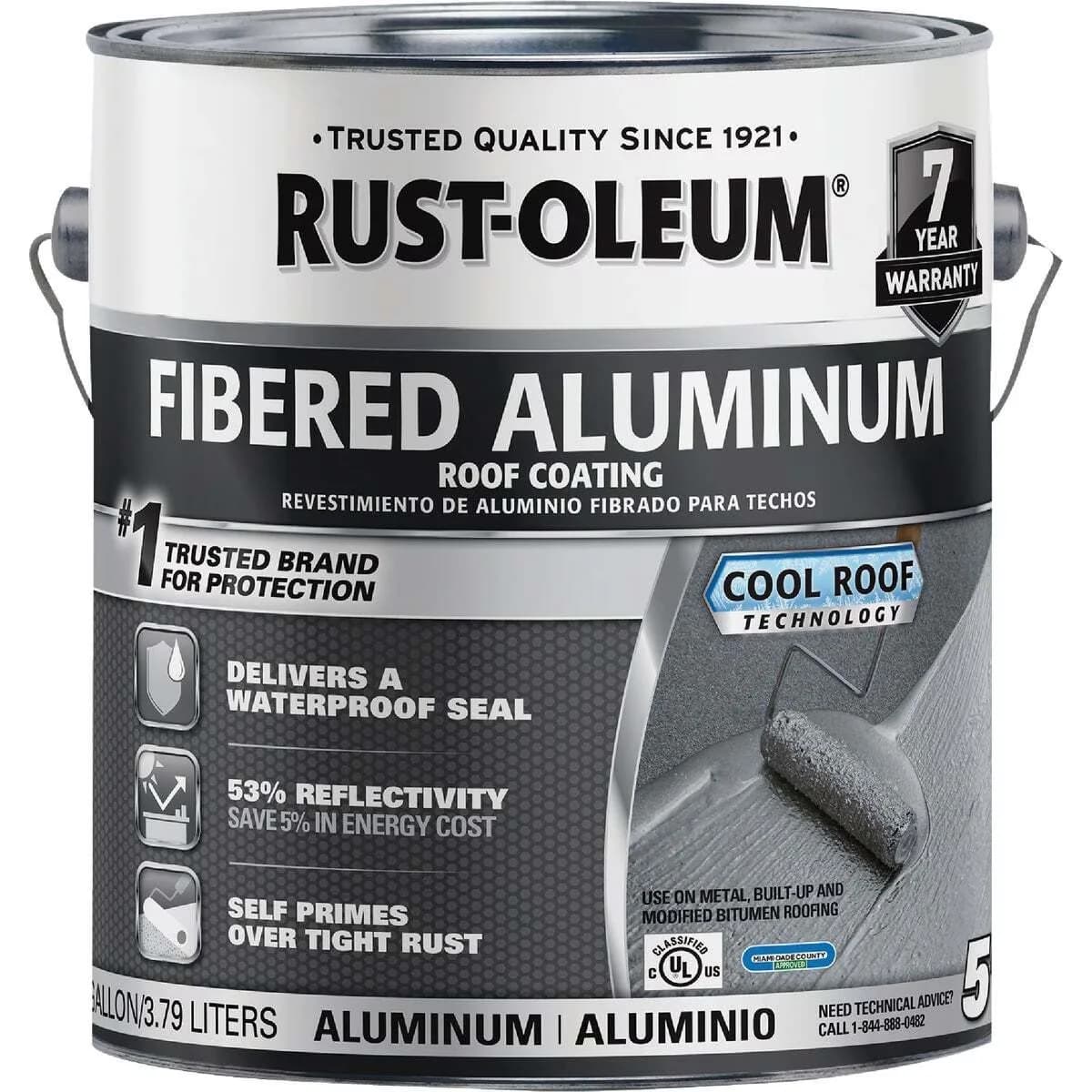 Durable Building Material with Bright Aluminum, 510 Fibered Aluminum Roof Coating, 0.9 Gallon - Bright Aluminum 6; 8; 6 Model C69817