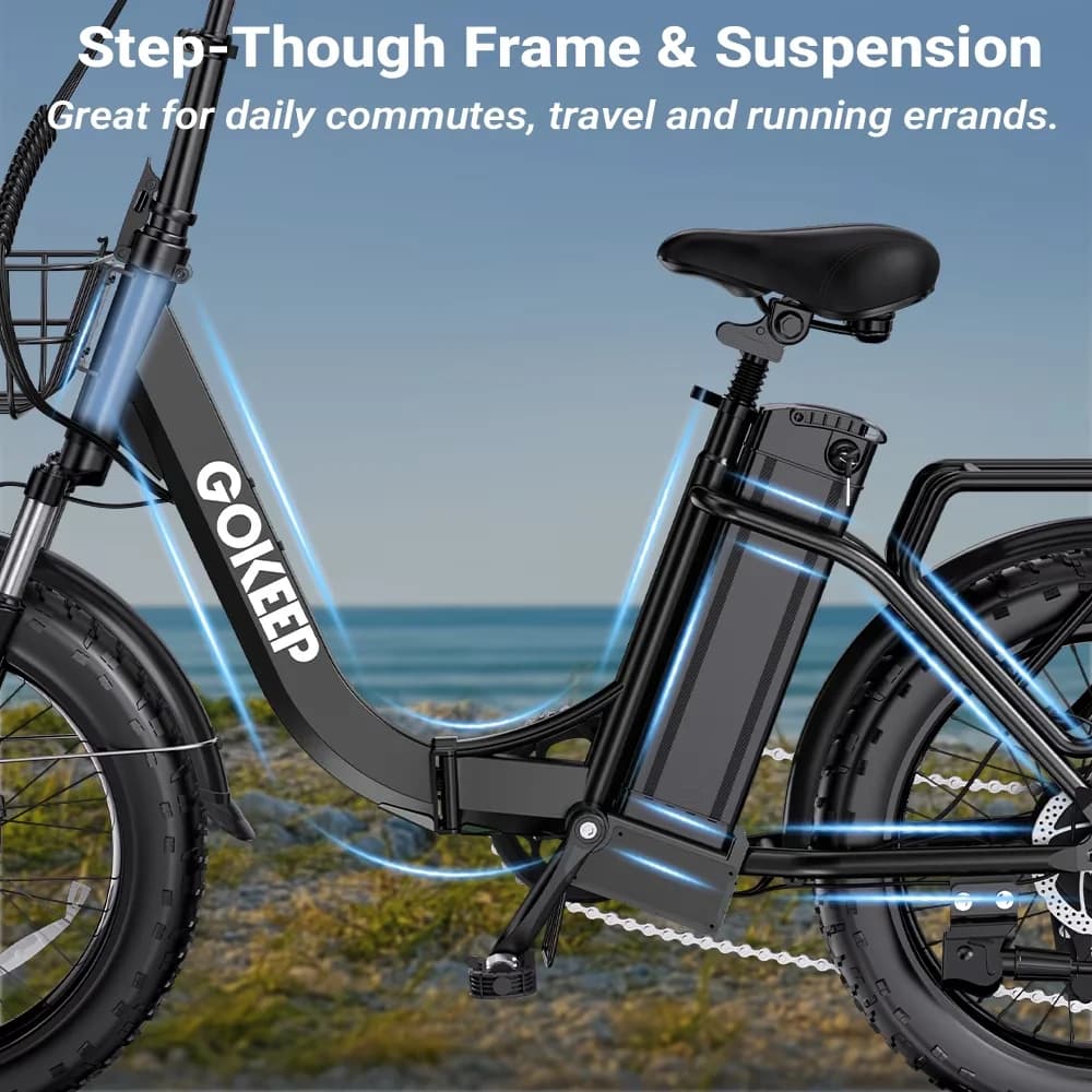 Efficient Electric Bike with Battery, 52V, Foldable - Black - Essential Collection Model 2D409F