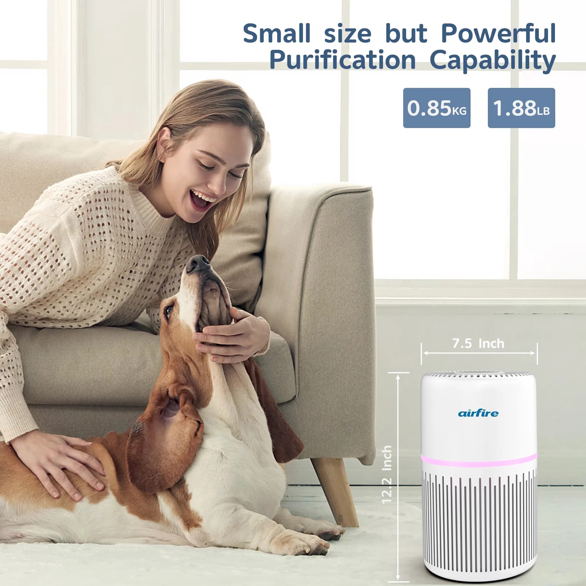Air Purifier Efficient with Variable Speed, Filter Change Indicator, Automatic Shut-Off for Home - Model D3B174
