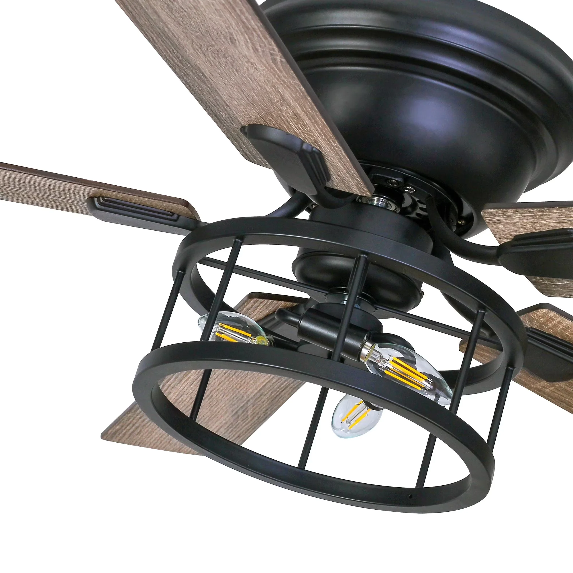 Reliable Ceiling Fan with Incandescent, Remote Controlled, Lights and Remote - Black Metal Model B0C01A