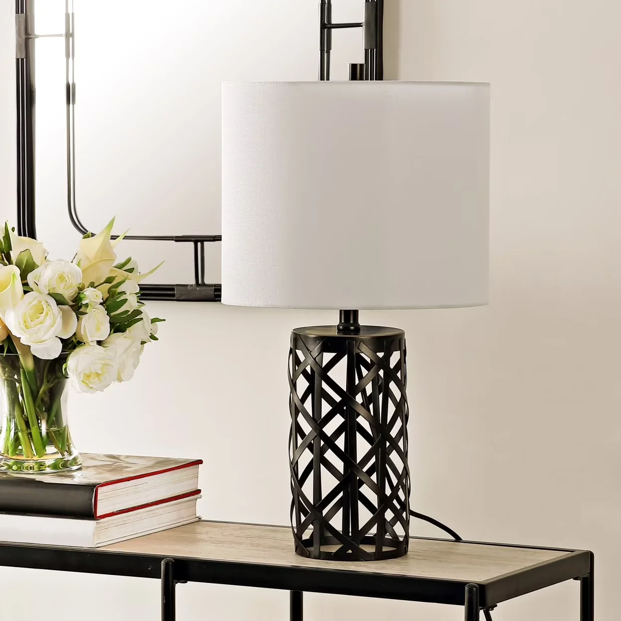 Innovative Table Lamp with LED, Mid-Century, Minor assembly needed - Black Iron Model 5AD658