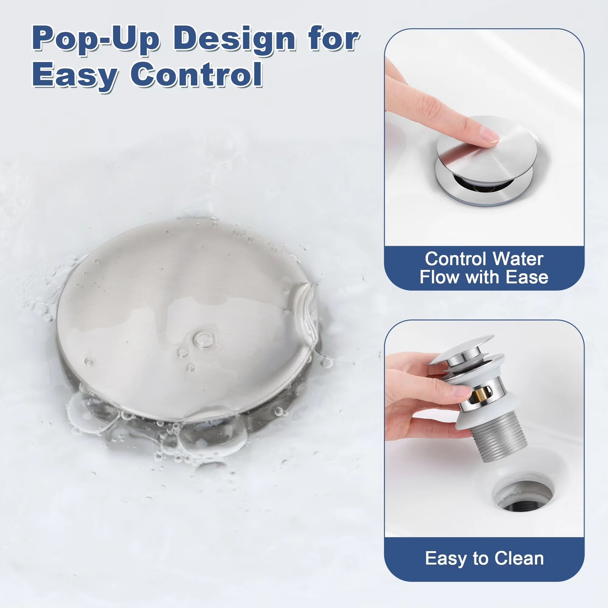 Versatile Plumbing with Bacteria Resistant, 360 Degree Swivel - Stainless Steel for Bathroom Model E2A203