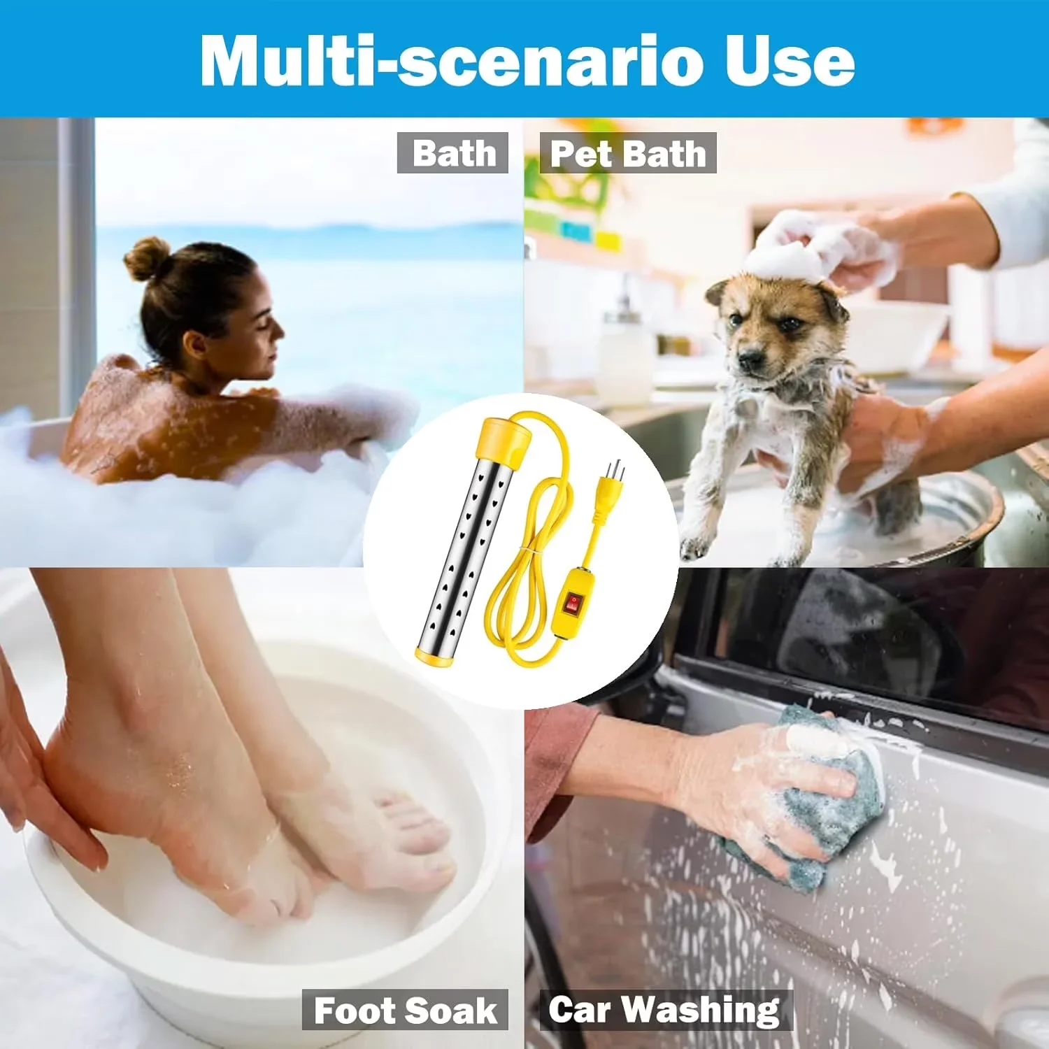 Premium Plumbing with Durable, Portable, Immersion Water Heater for Daily Use - Model 6AC0C5