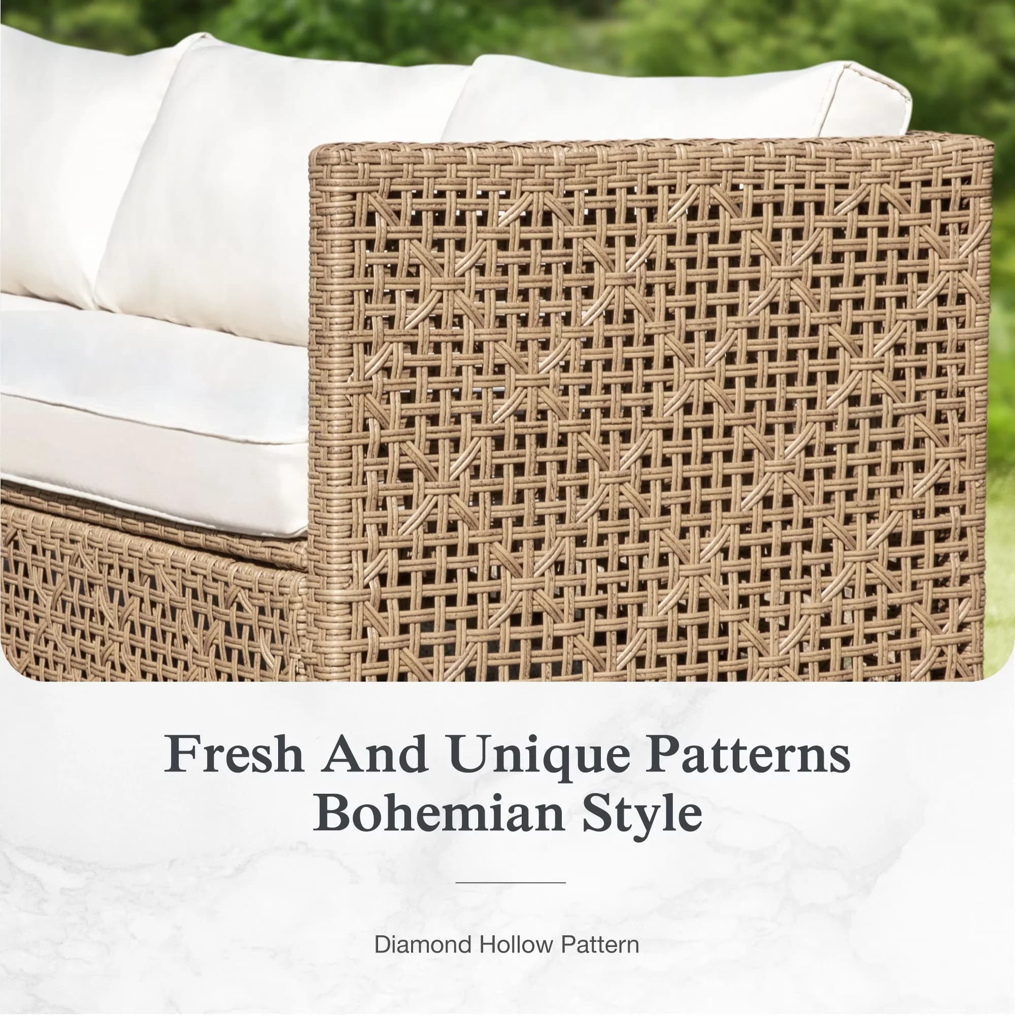 Versatile Patio Conversation Set with Weatherproof, Wood Coffee Table - Metal&Rattan&Sponge&Fabric Model 976704