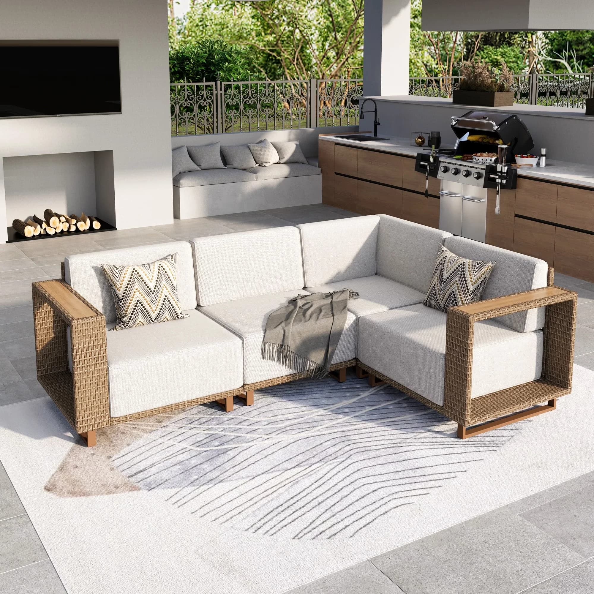 Patio Conversation Set Versatile with Weather-Resistant, Uv Resistant, Removable Cushion Cover - Pe Rattan, High-Density Sponge Brown Model FA2EBA