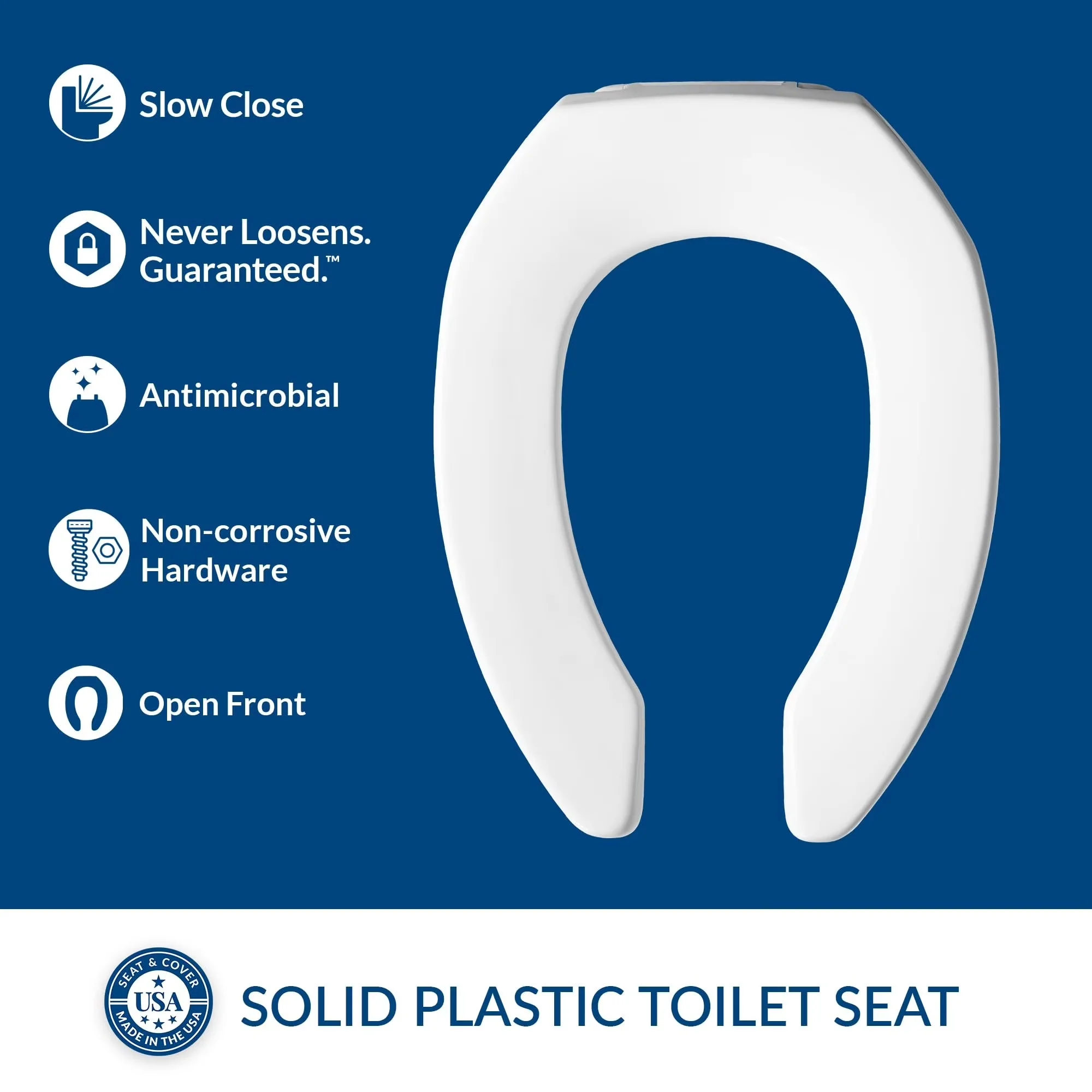 Versatile Toilet Seats And Lid with Antimicrobial, Material: Plastic - White Plastic Model FBABCF