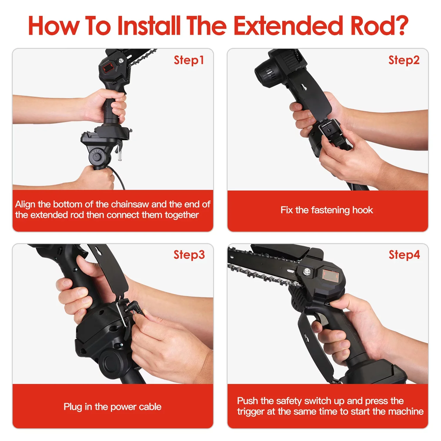 Classic Pole Saw with Battery, 5.9ft Max Reach, Cordless - Black - Modern Design Model 47EA2A
