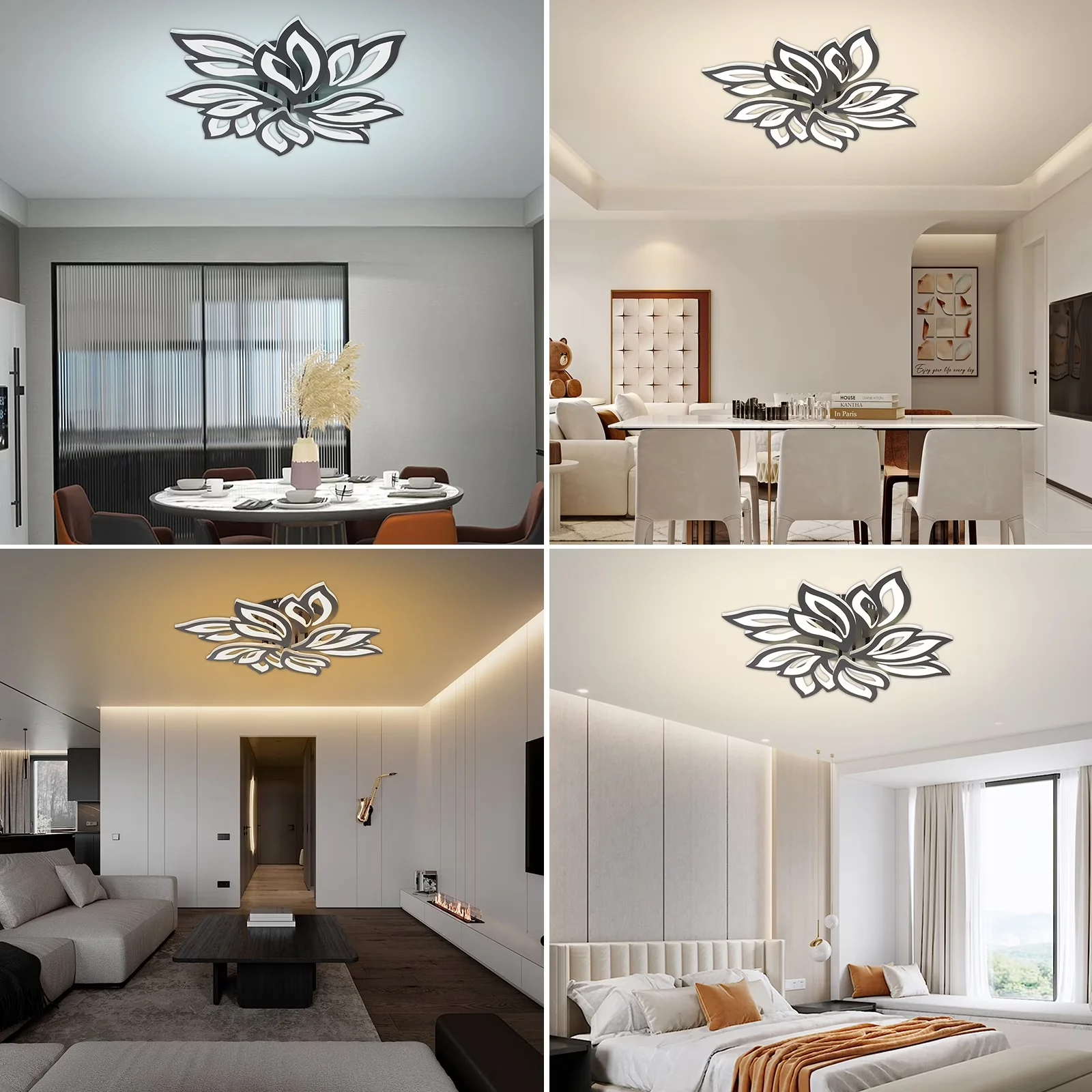 Stylish Ceiling Lights Fixture with LED, Dimmable, Flush Mount Light - Acrylic White Model 436DF6
