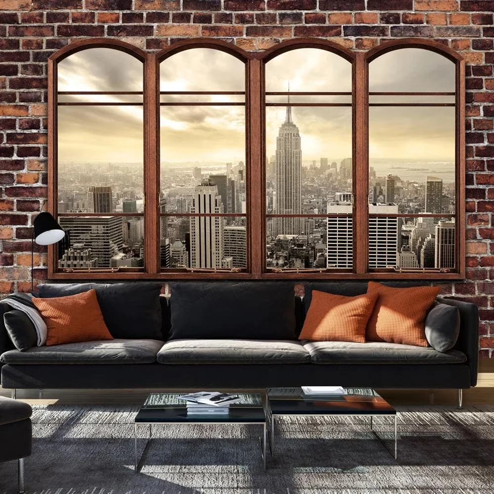 Wallpaper Wall Decals Wall Covering Essential with Removable, New York Window Brick, Width of 1 Panel: 50cm/19.7" - Self-Adhesive... Model EE8312