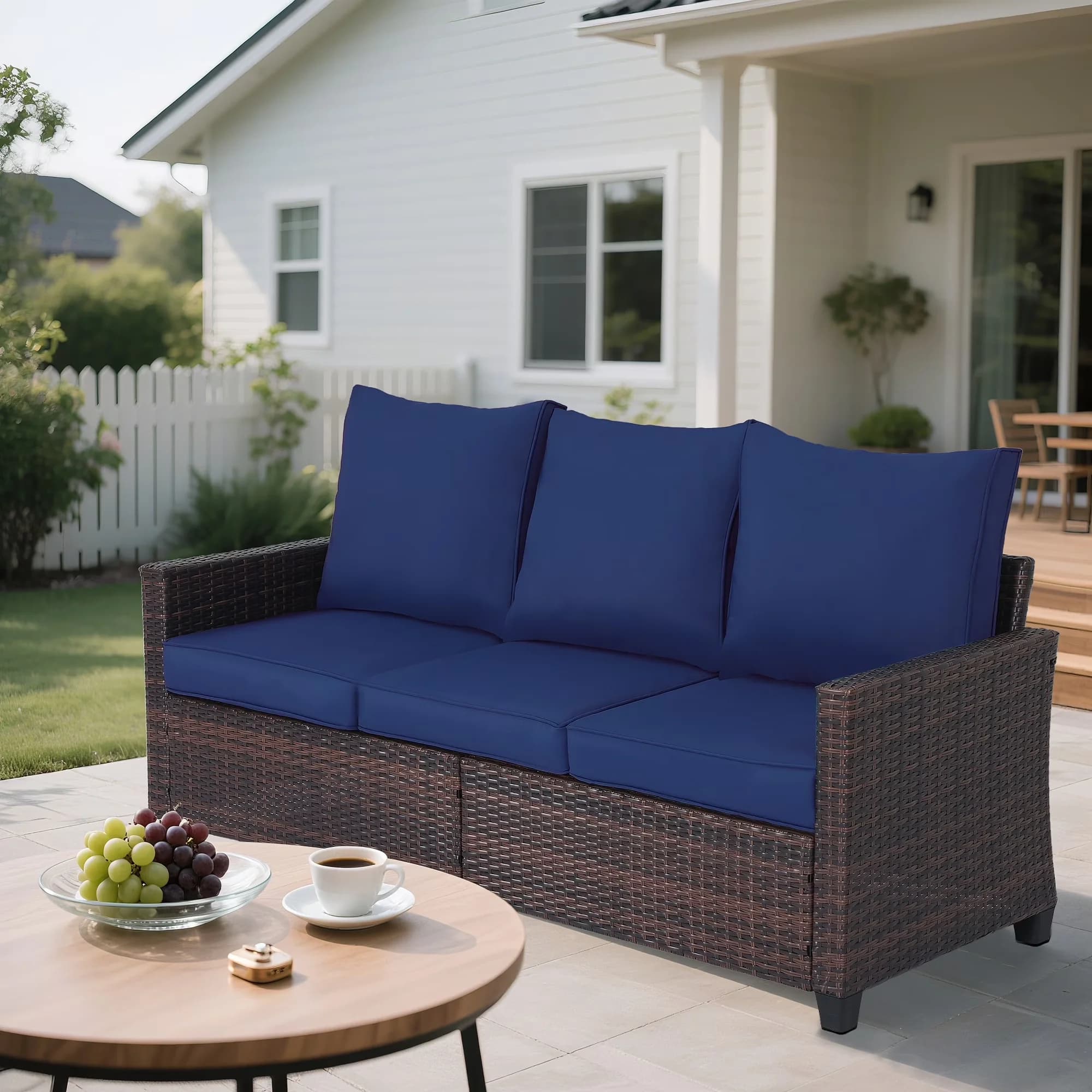 Innovative Outdoor Sofas Sectional with Weather-Resistant, Modern, Rust Resistant - Metal ; Pe Rattan Blue for Garden Model 9E48F8