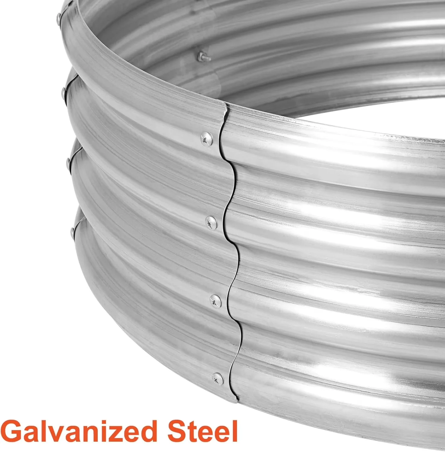 Professional Outdoor Heating with 36-Inch Galvanized Fire Pit Ring - Silver Metal for Outdoor, Camping Model DF4393