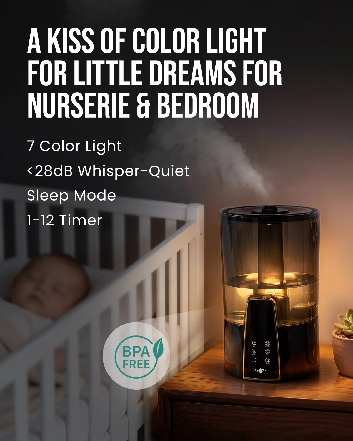 Classic Humidifier with Empty Tank Indicator, Automatic Shut-Off - Black Model FBCA5B