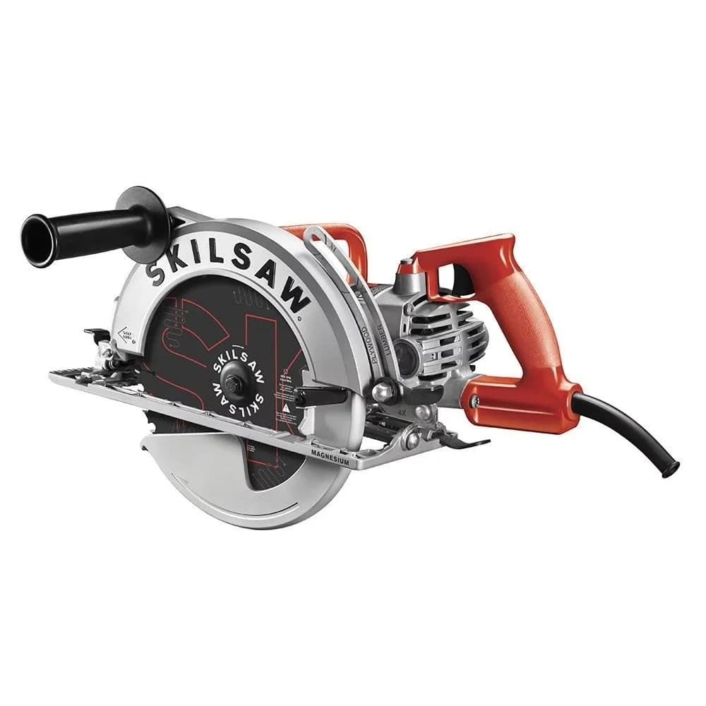 Sleek Power Saw with Blade, 10-1/4-Inch Magnesium Worm Drive - Red - Heavy Duty Model AA67BE
