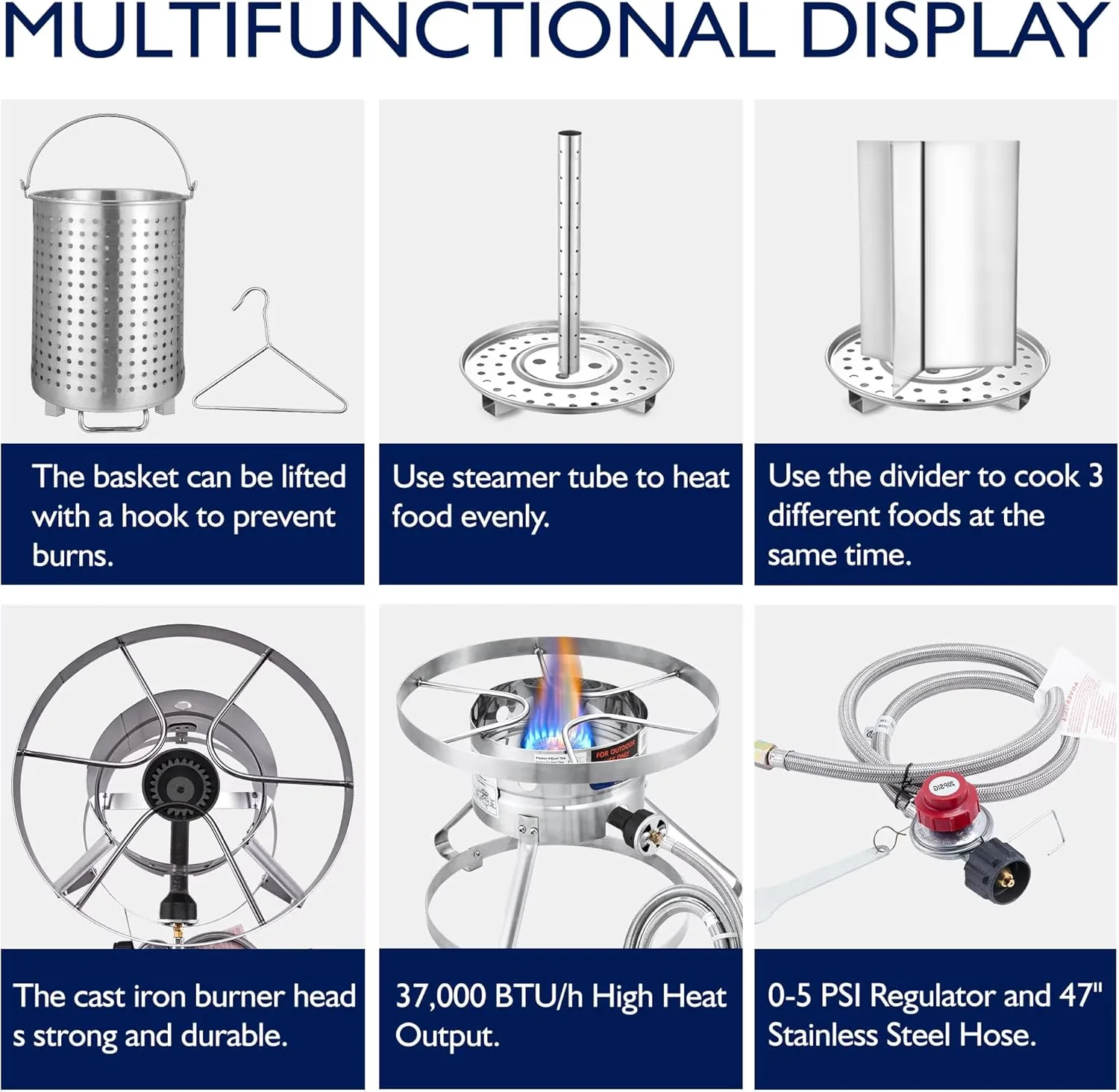 Innovative Outdoor Fryer with Propane Burners - Silver Stainless Steel Model 3896A6