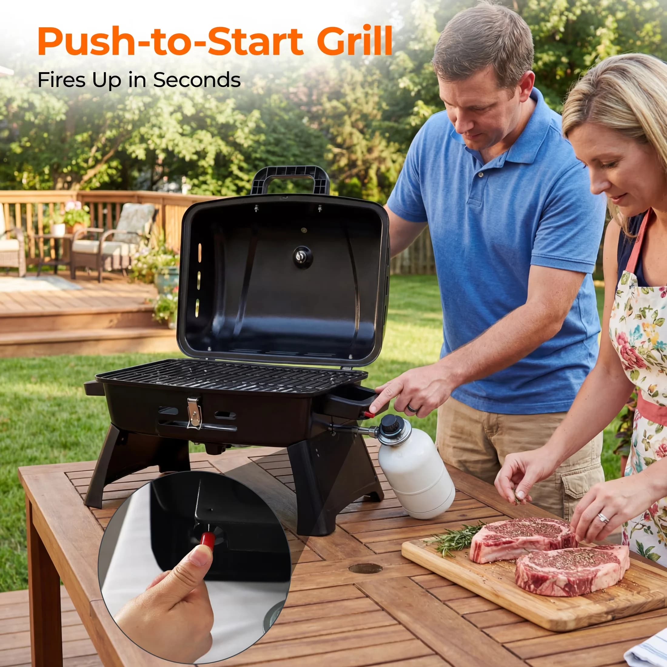 Professional Flat Top Grill with Rust Resistant, Tool Holder, Portable - Steel Black for Camping, Patio Model D4EE0C