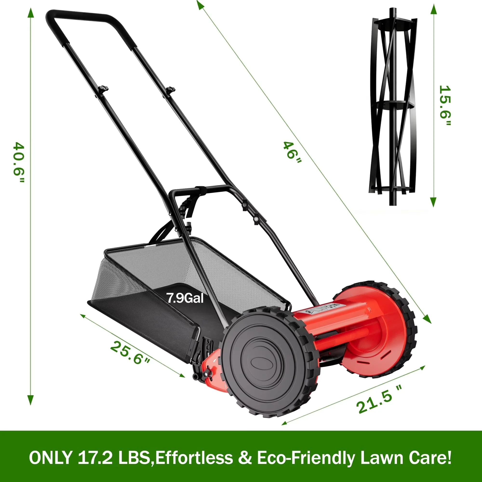 Efficient Push Mower with Walk-Behind, Product Name: Manual Reel Lawn Mower, 5-Blade Cutting System - Model FB992E