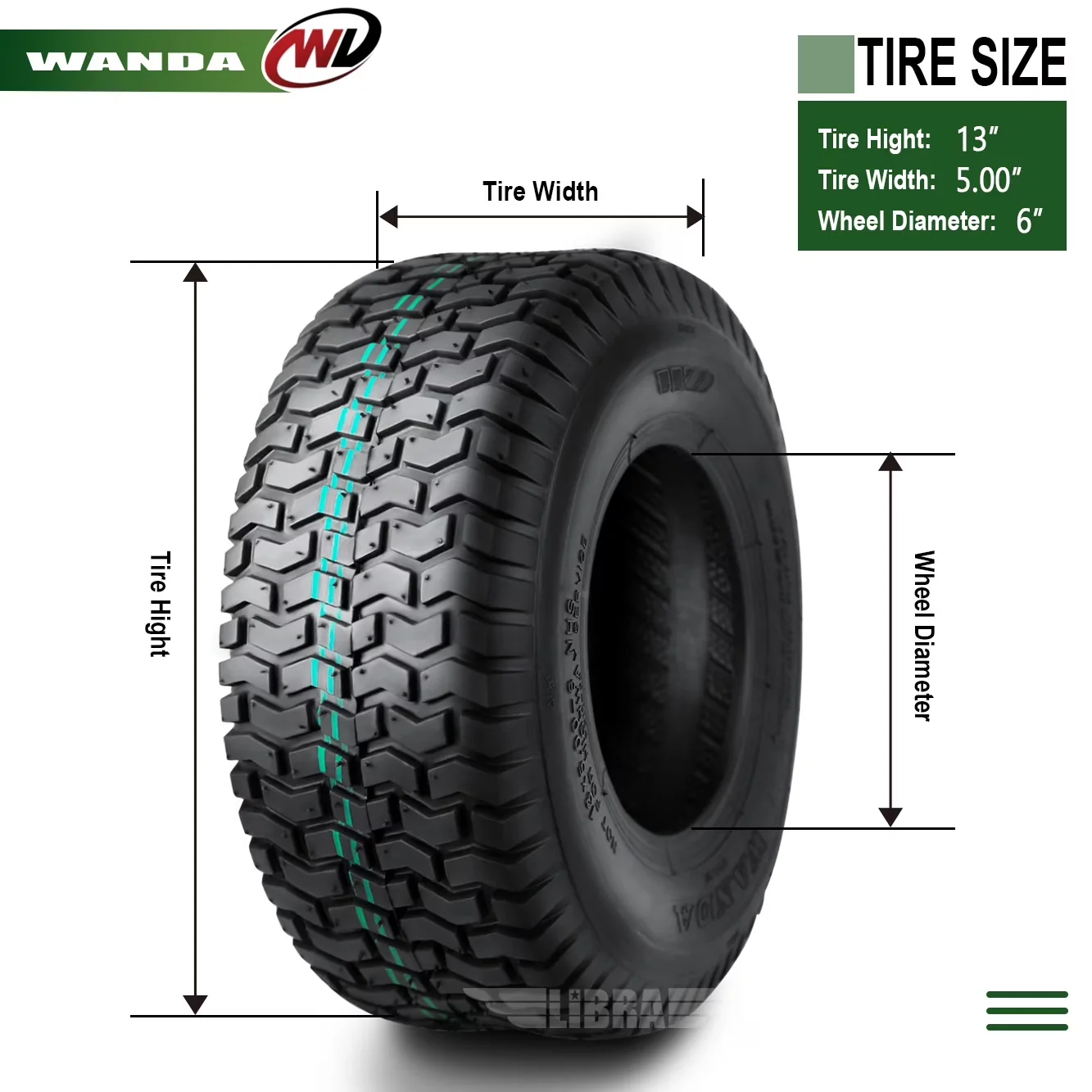 Modern Lawn Mower Tire with Heavy-Duty, Max Load: 440lbs@40psi - White Model 4319B8