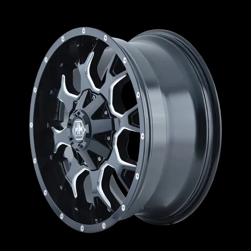 Premium Wheels And Rim with Mayhem may8015-7952M18, WARRIOR (8015) GLOSS BLACK MILLED - Aluminum Model F5A0C3