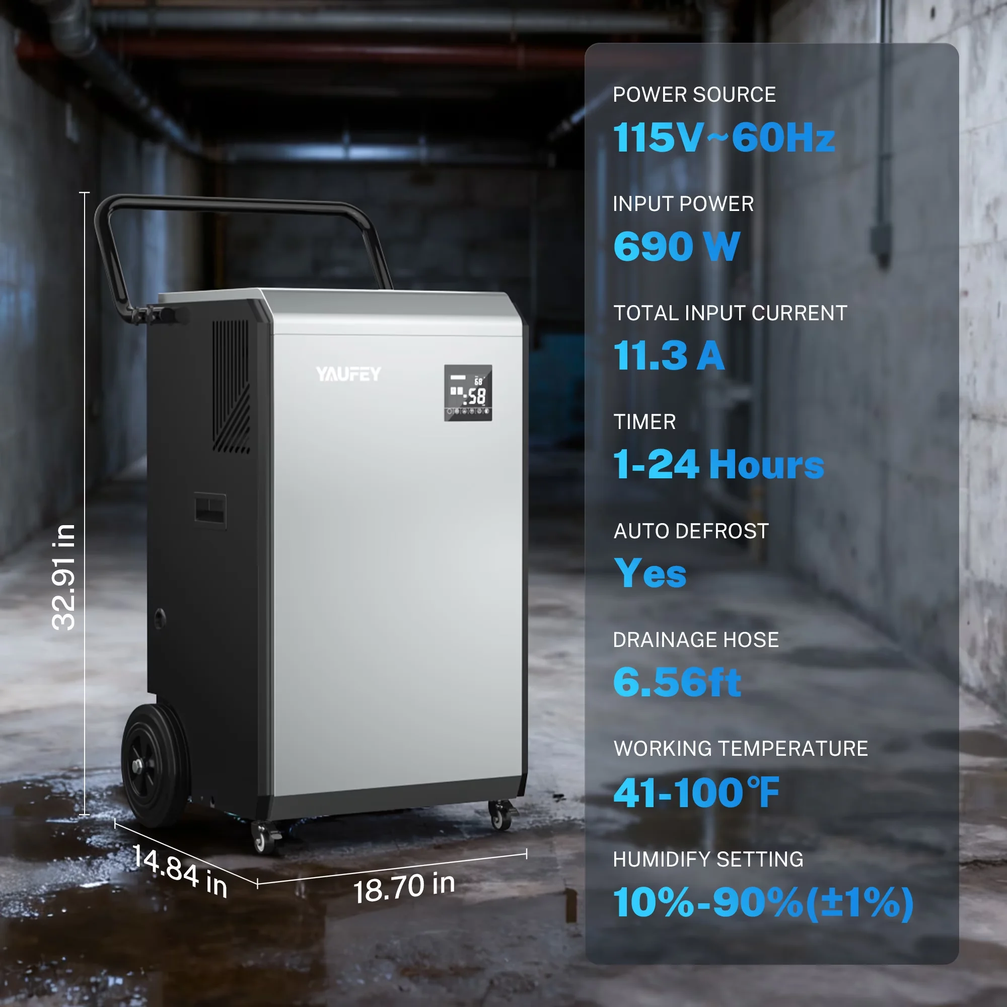 Versatile Dehumidifier with Energy Efficient, Built-In Pump - 320 Pints With Pump for Large Model 0153B0
