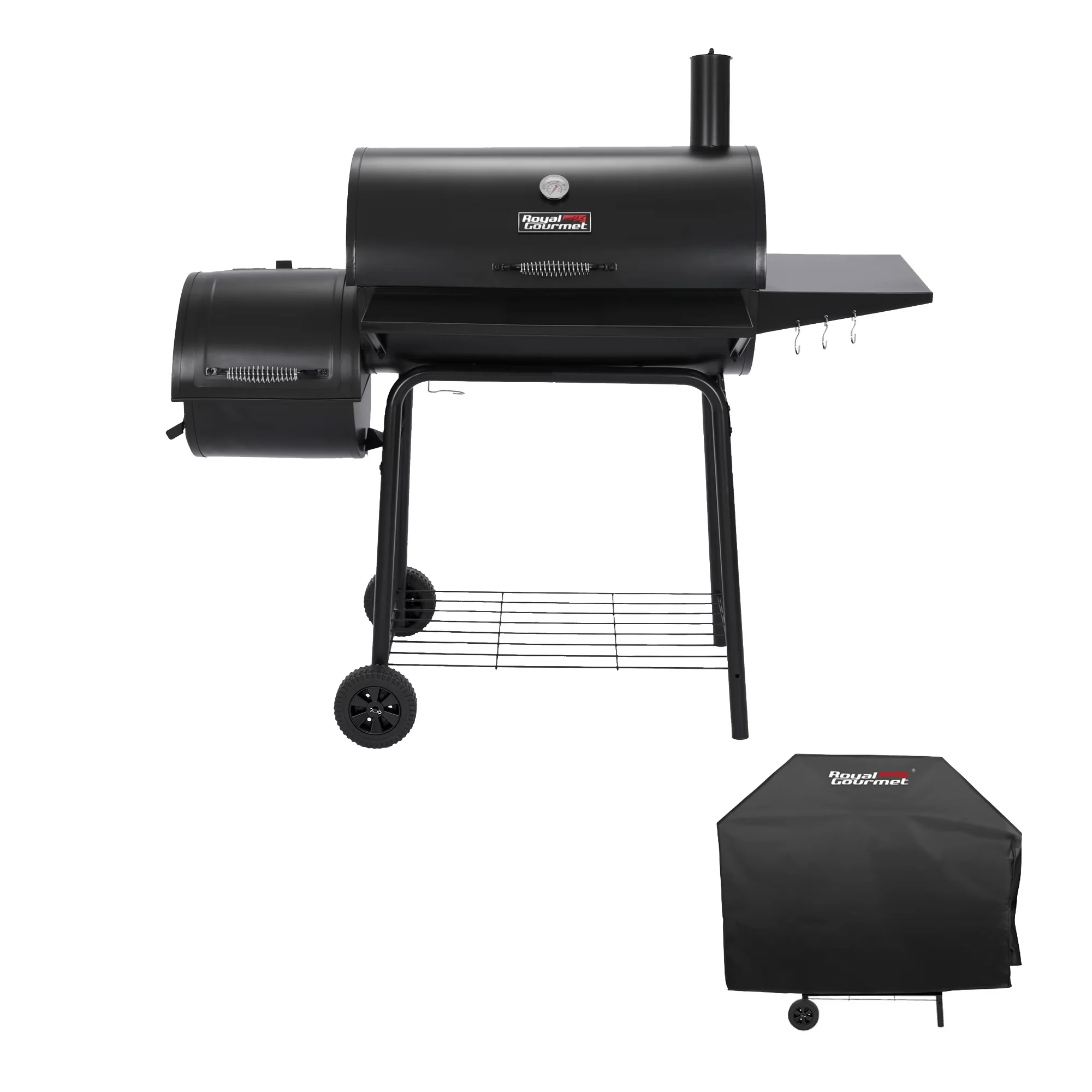 Smoker Versatile with 811 Square Inches Cooking Area in Total, Cover Included - Black Porcelain Model C0E86F