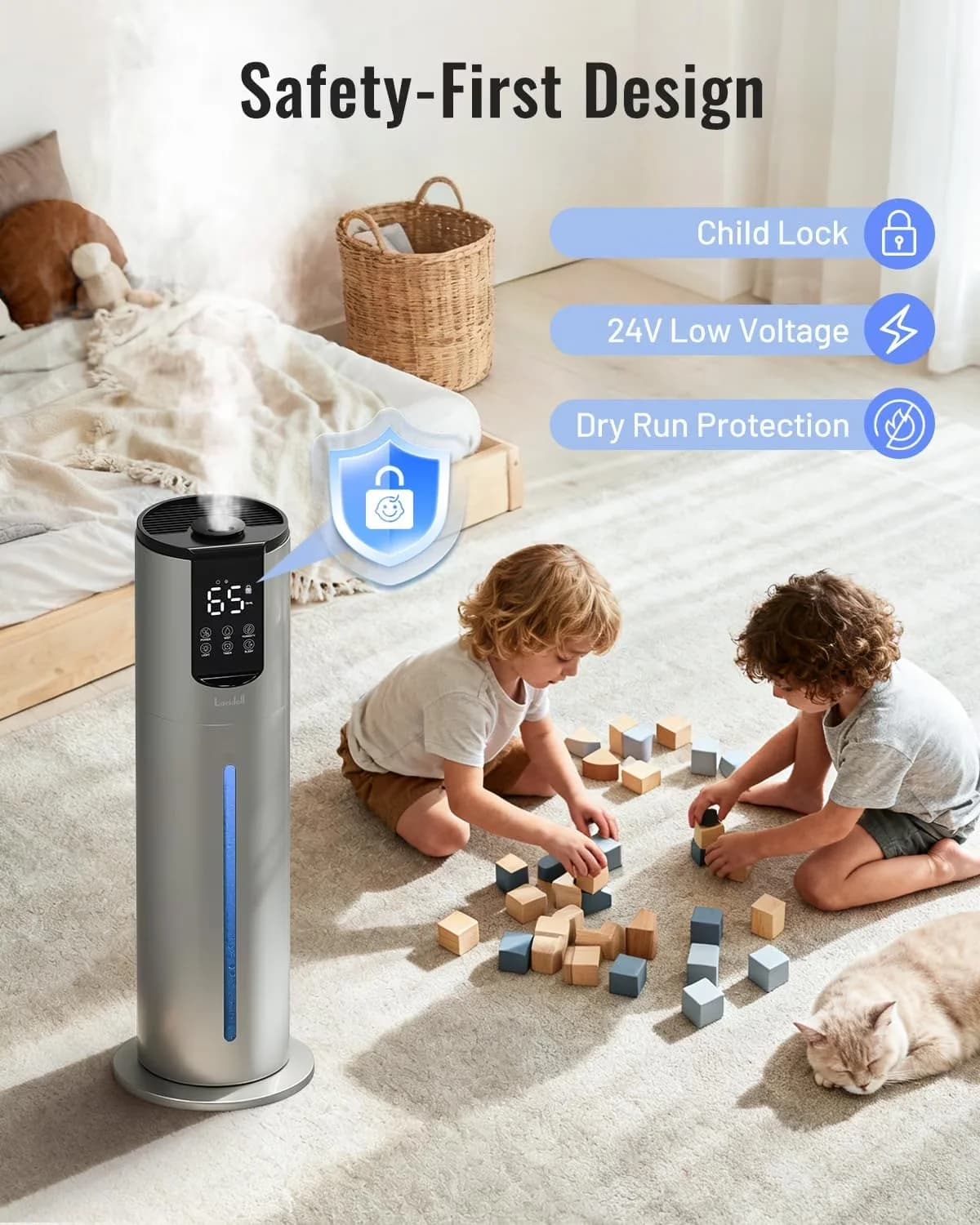 Humidifier Sleek with Water Level Indicator, Automatic Shut-Off, 8L Ultrasonic Cool Mist - Gray Model 62C584