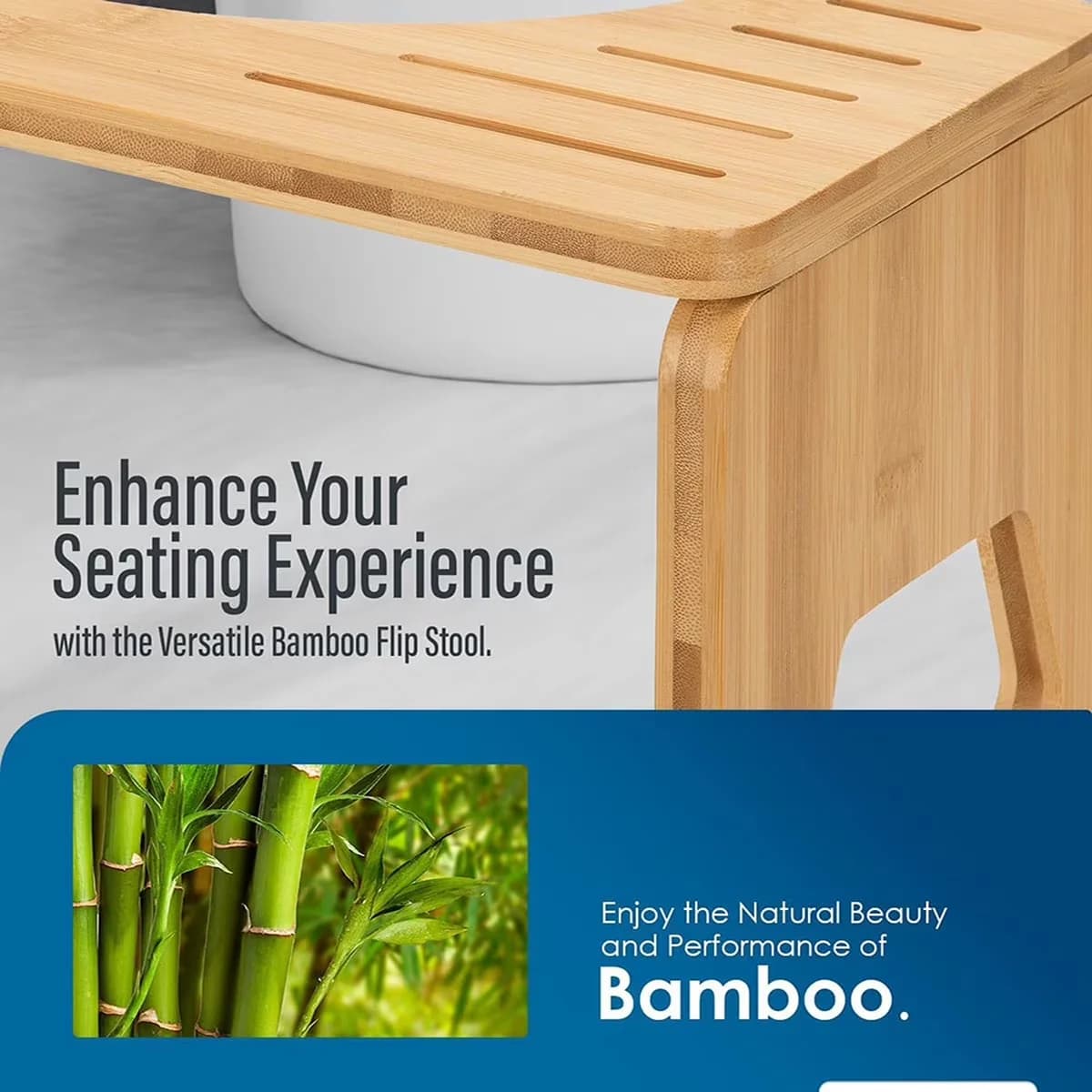 Sleek Ladders And Step Stool with Anti-Slip, Non-Marring Feet - Bamboo Brown for Bathroom Model 76D131
