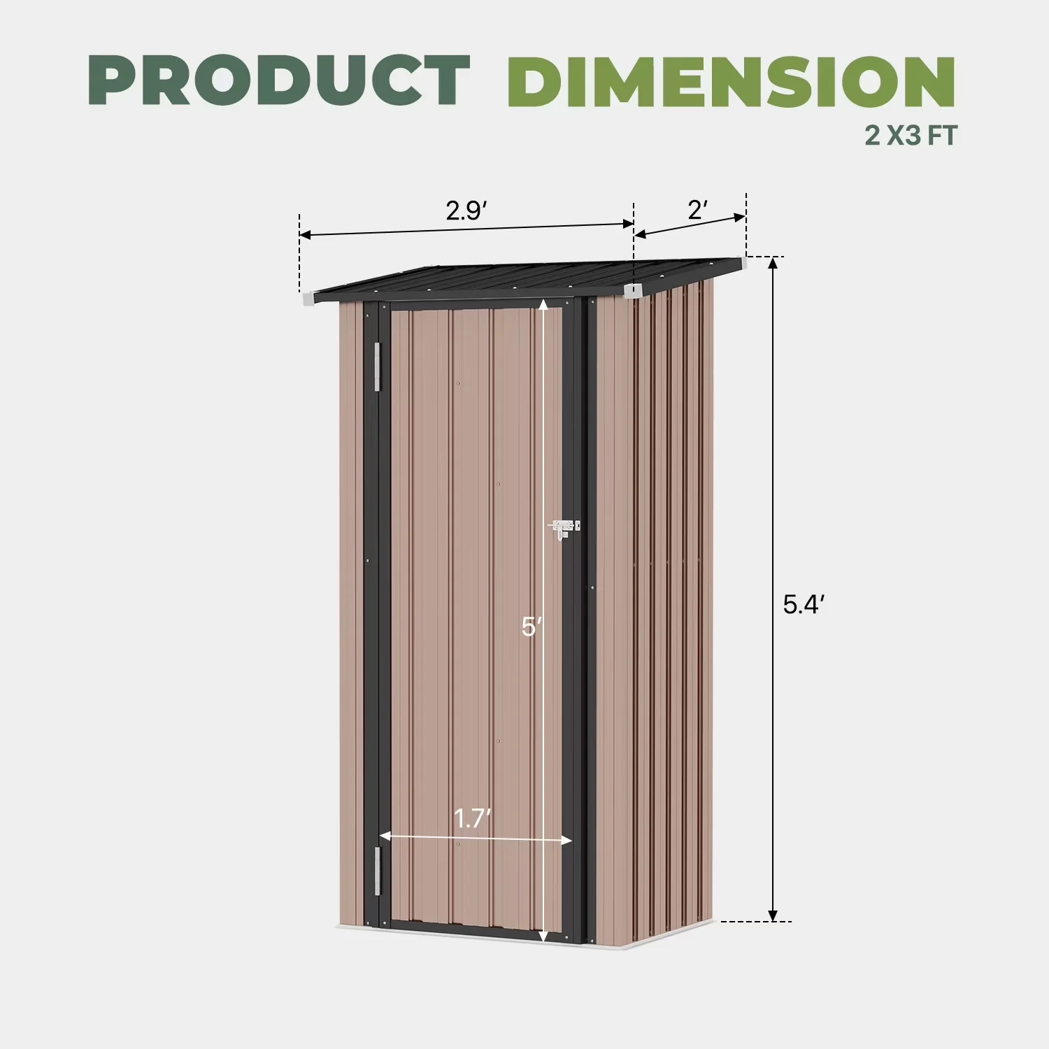 Shed Quality with Lockable Door, Metal Tool, 3x3 ft Small Outdoor Storage - Brown Steel for Garden Model B67F14