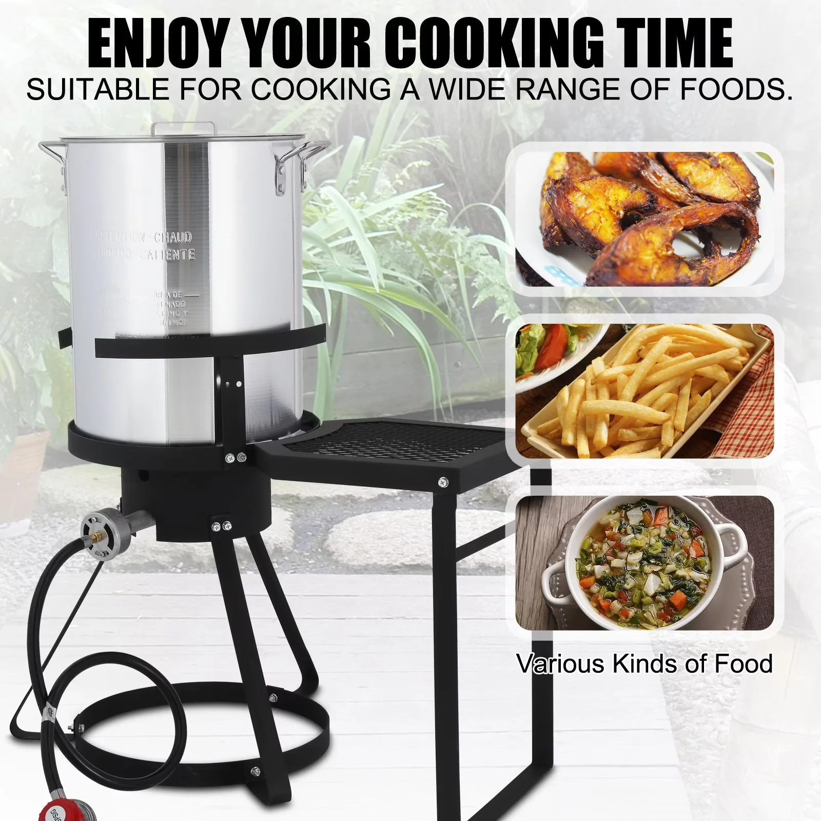 Outdoor Fryer Stylish with 54000 BTU, 30QT Turkey, Side Table 54000 BTU (Silver) - Silver Model 8BD91B