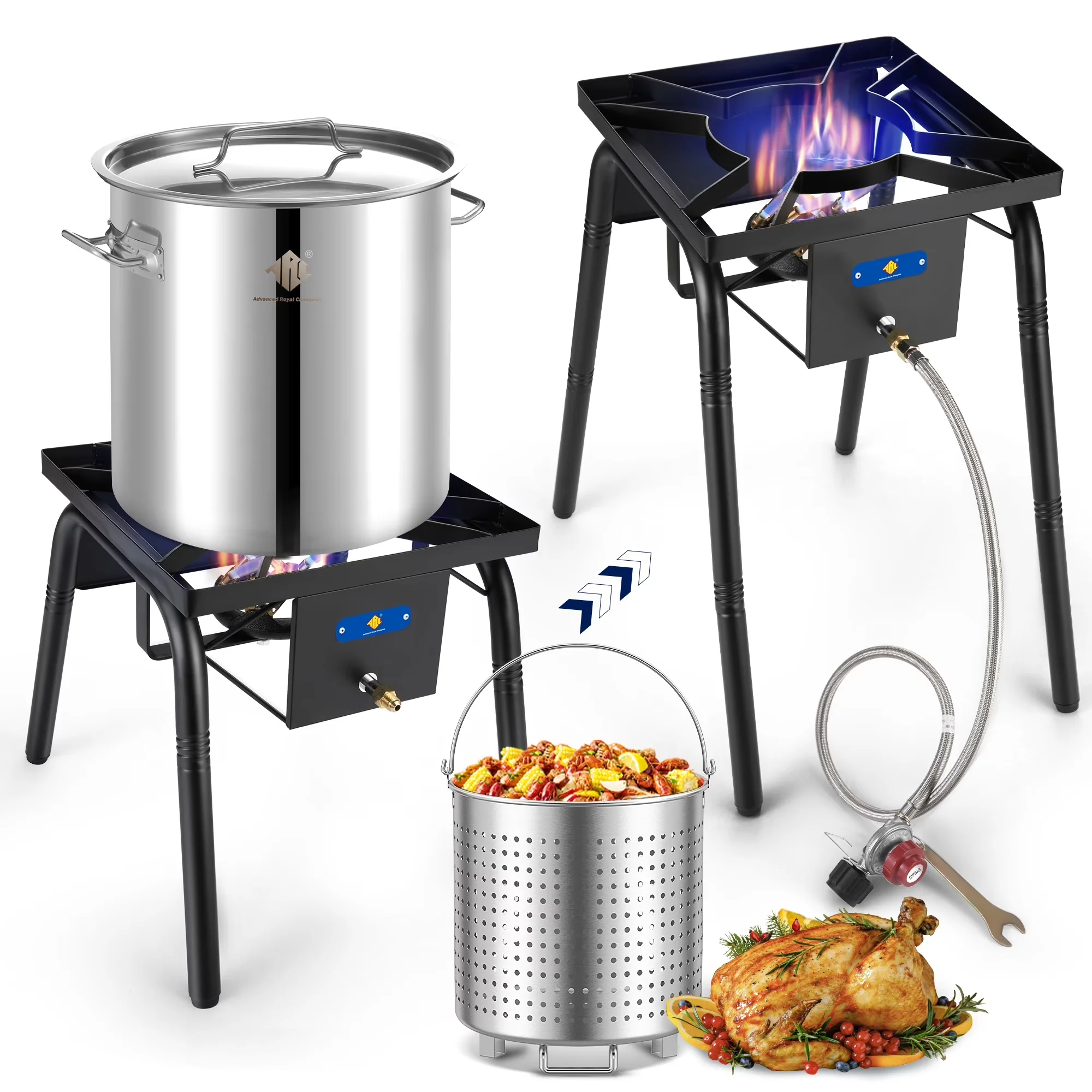 Premium Outdoor Fryer with 220000 BTU - Stainless Steel for Outdoor, Large Model 15438E