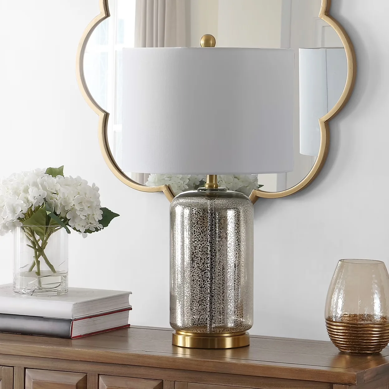 Table Lamp Classic with LED, Modern, Novah 26 in. Mid-Century Glass - Silver Glass Model 3D3028