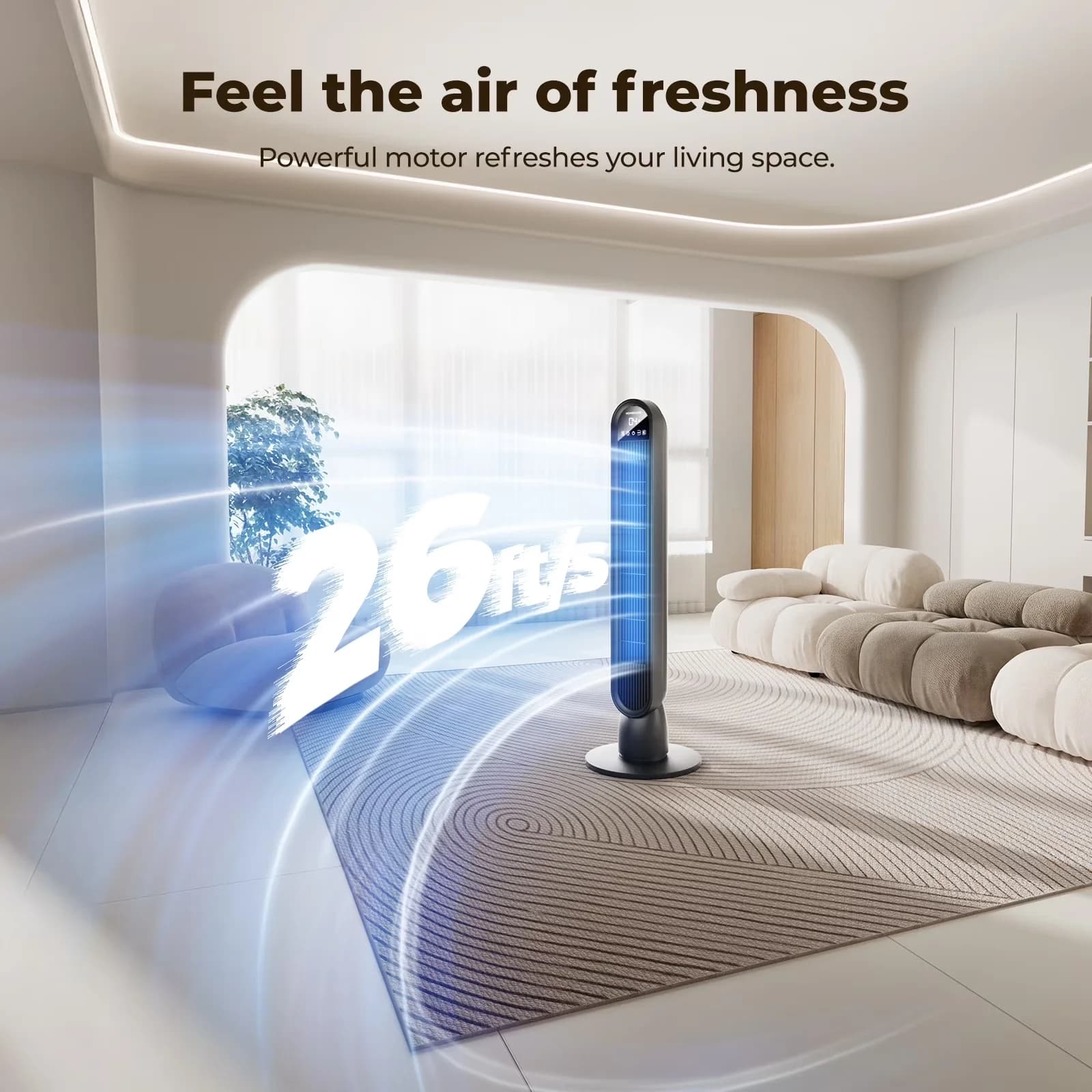 Fans In Cooling Modern with LED, Led Display, Remote Controlled - Plastic Black Model A98E71