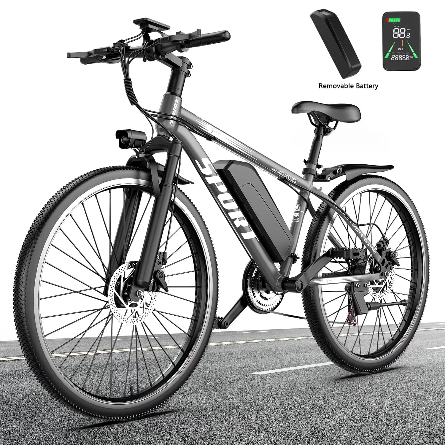 Versatile Electric Bike with Battery, 750W, G26Electric - Black - Quality Construction Model D5D283