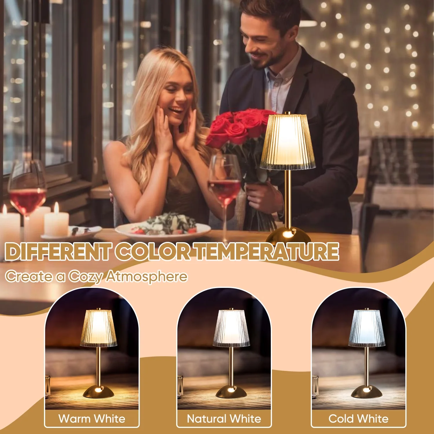 Lamp Compact with LED, Battery, Usb Port - Bronze Metal Crystal - Heavy Duty Model 51D3B0