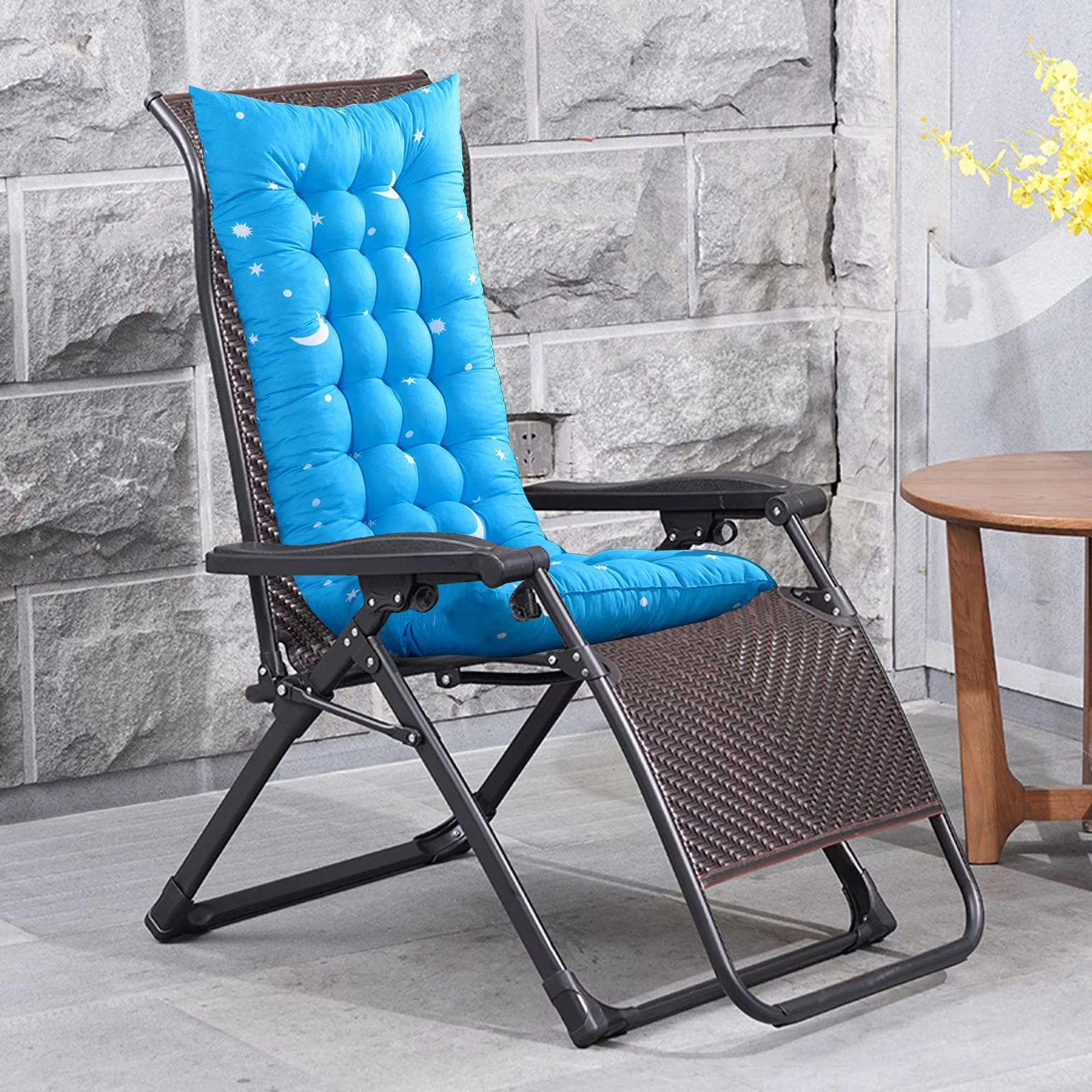 Patio Chair Quality with Rocking, Chaise Lounger Cushions - Sky Blue Nylon,Spandex for Indoor, Outdoor Model D799EB